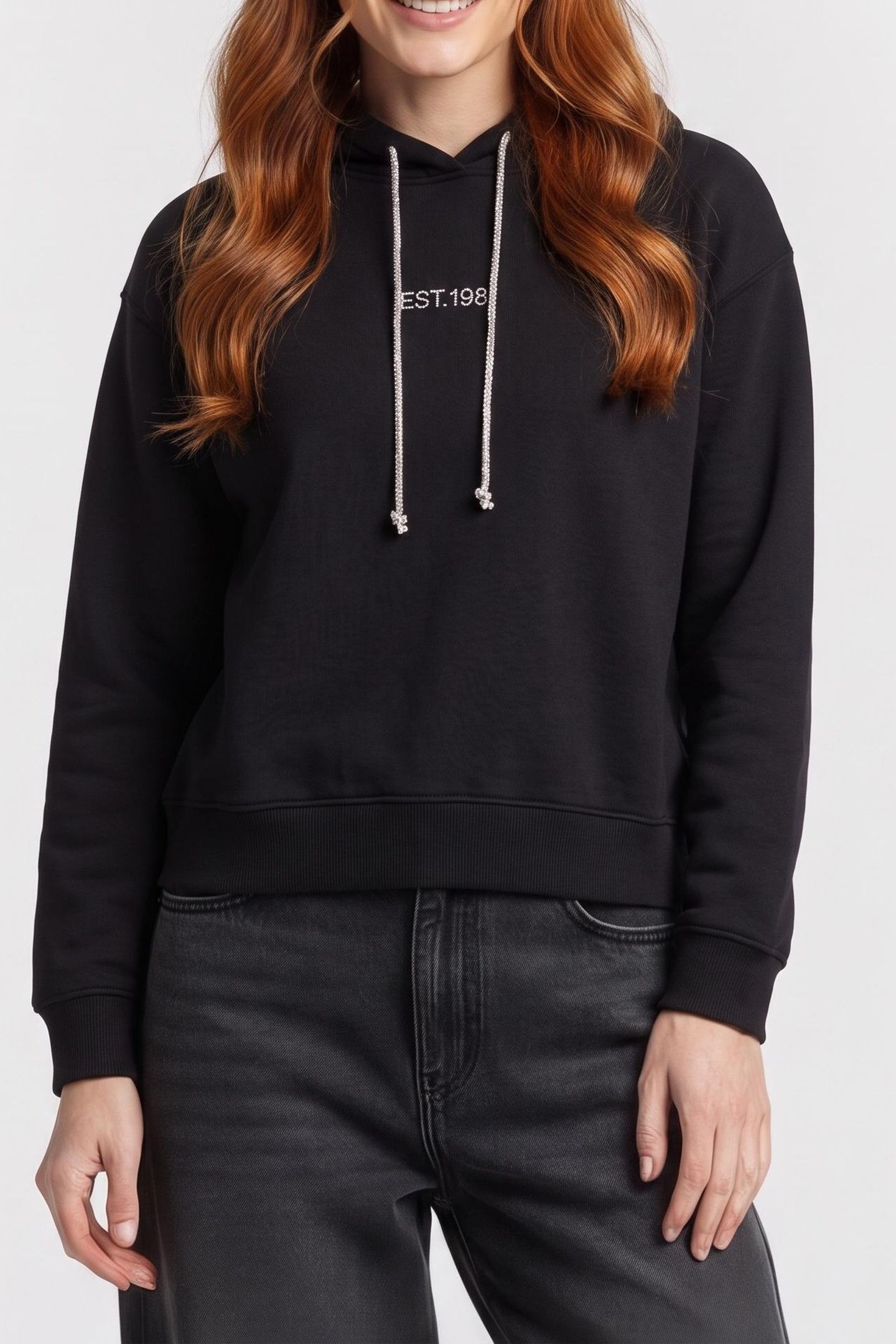 GUESS ECO HOODIE SHINY CORD SW JET BLACK A996 1