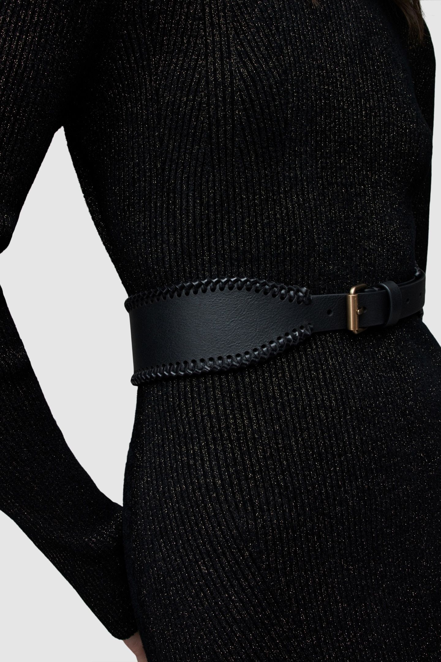 ALBA WOVEN WIDE BELT BLACK/WARM BRASS 5
