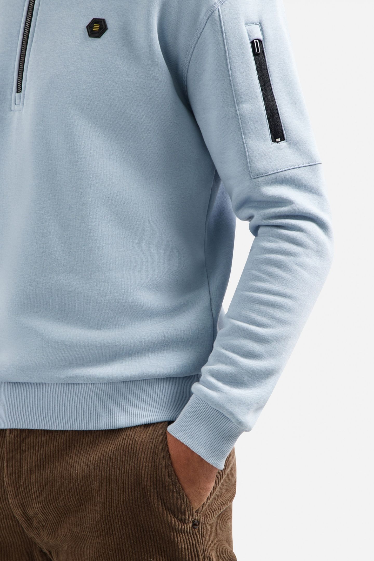 SWEATER HALF ZIP BRUSHED DUSTY BLUE 7