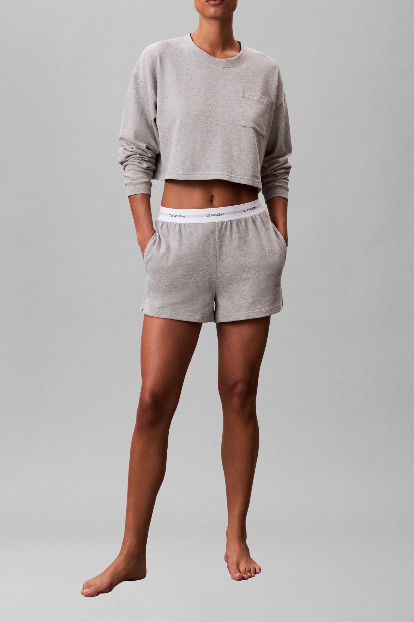 LOGO JERSEY LONG SLEEVE CROP GREY HEATHER 1