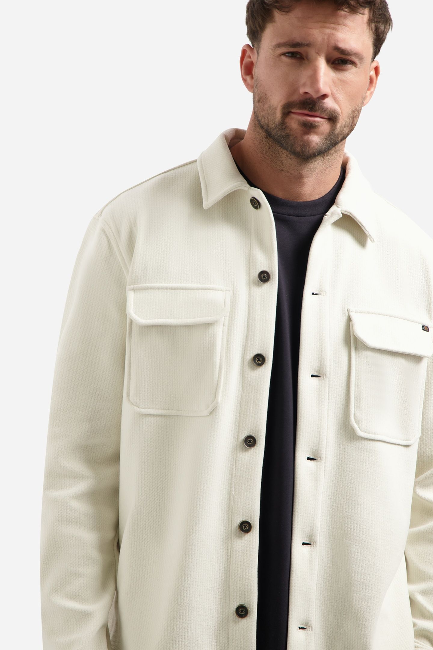OVERSHIRT BUTTONS RELIEF SWEAT CHALK 6