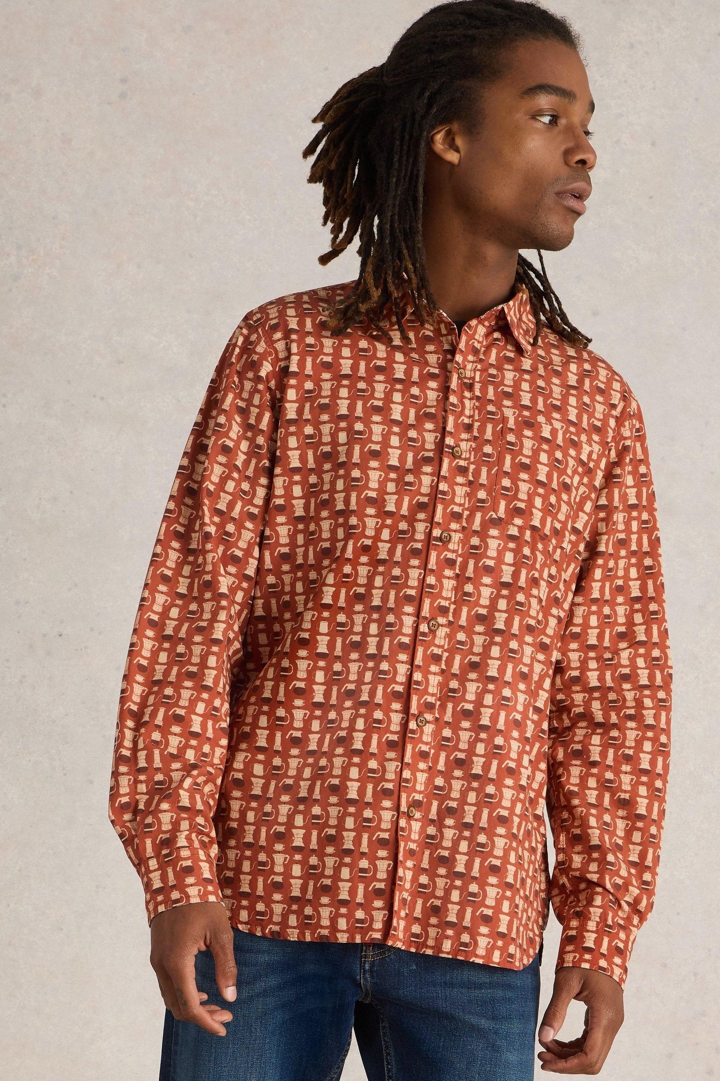 ESPRESSO PRINTED SHIRT ORANGE PRINT 2