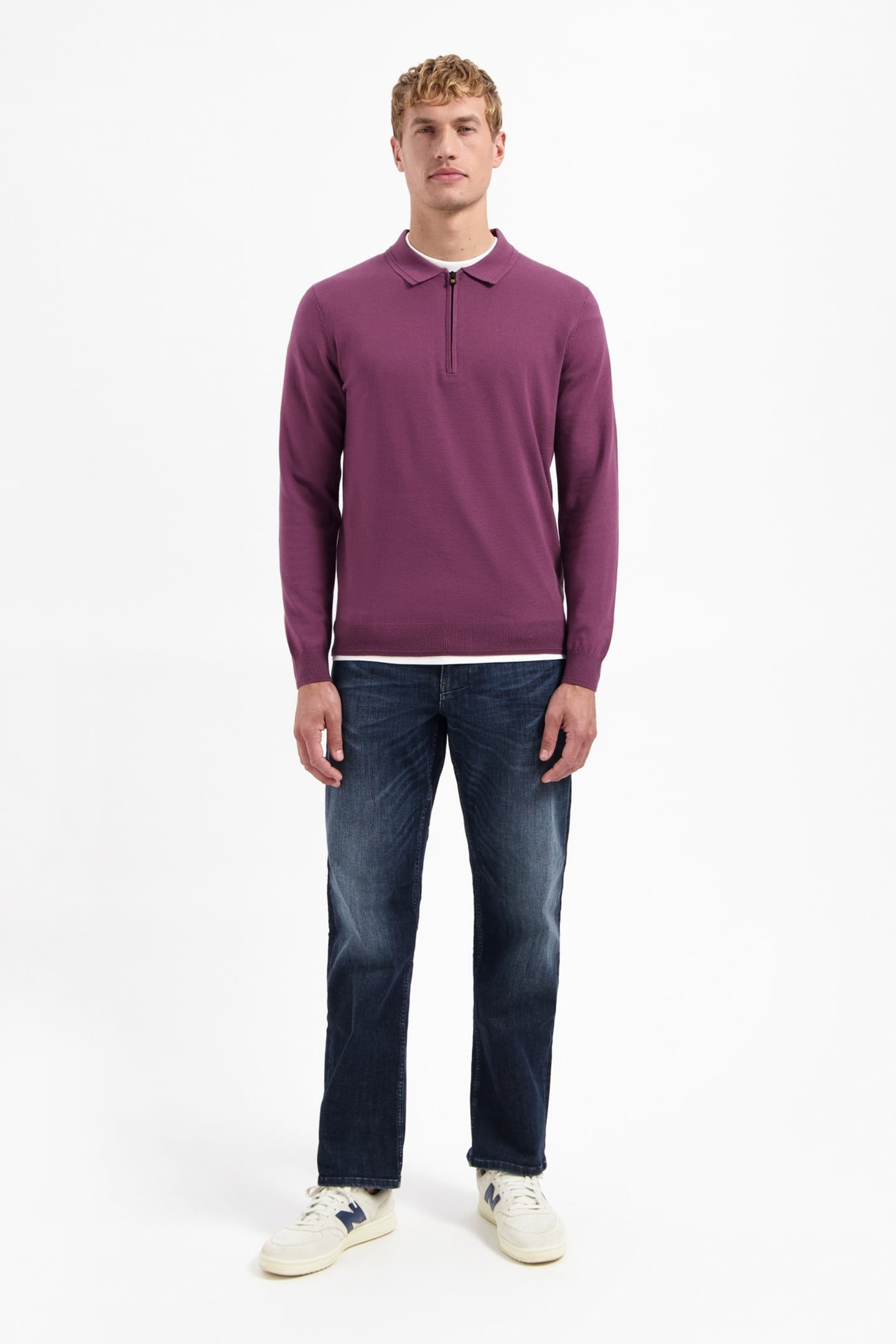 PULLOVER POLO ZIP DARK WINE 1