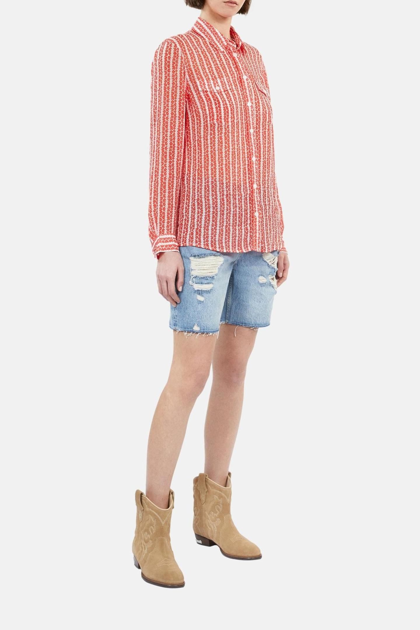 LONG-SLEEVED GEORGETTE SHIRT RED WHITE 3