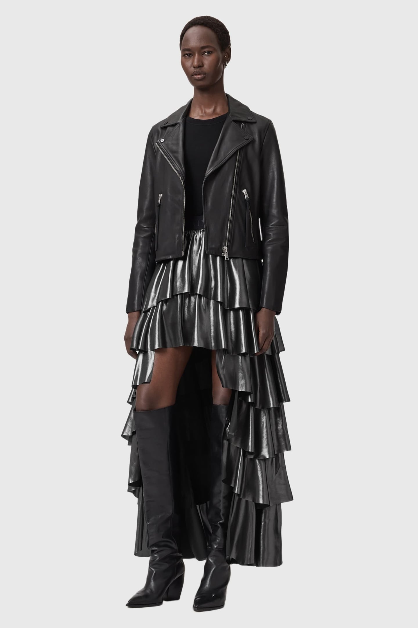CAVARLY MAXI SKIRT METALLIC SILVER 1