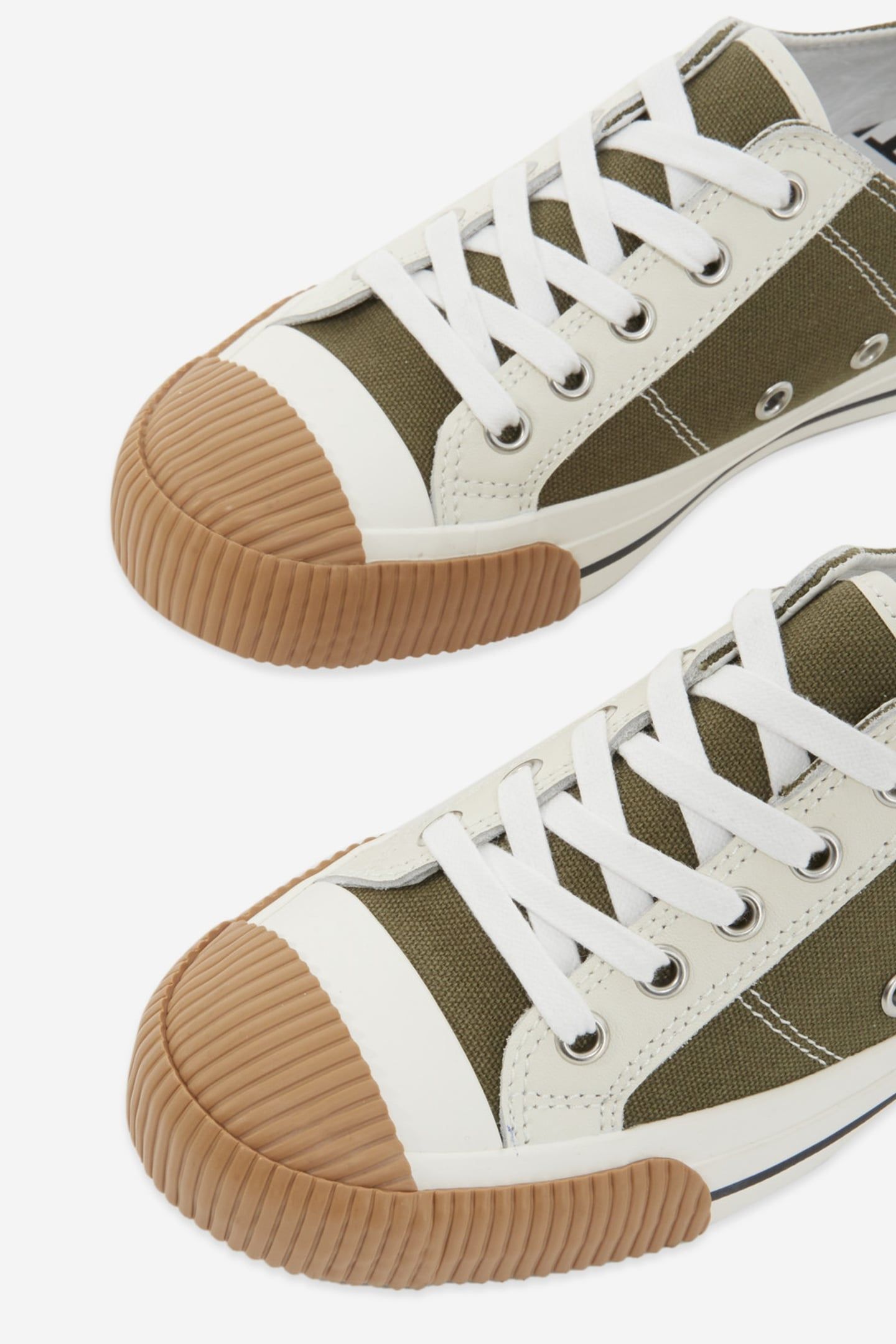 UNISEX LOW-TOP CANVAS SNEAKERS WITH LEATHER INLAYS KAKI 3