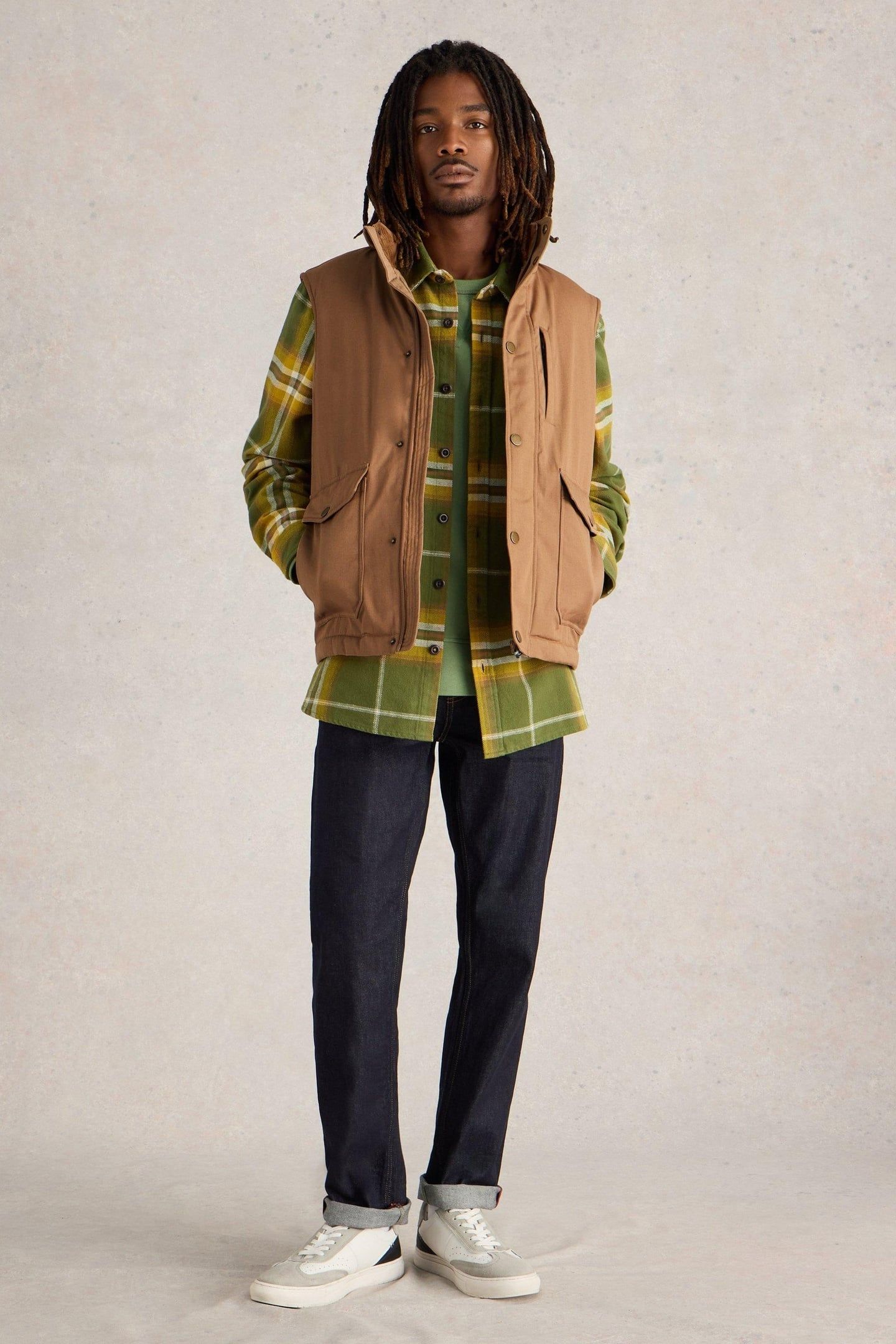 CANVAS GILET MID TAN 1