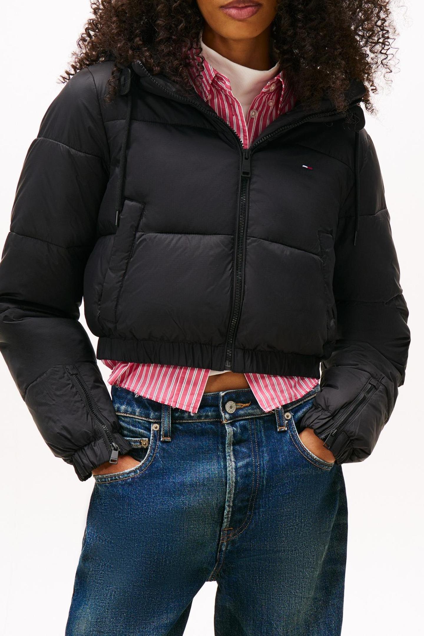 CROP HOODED PUFFER BLACK 3