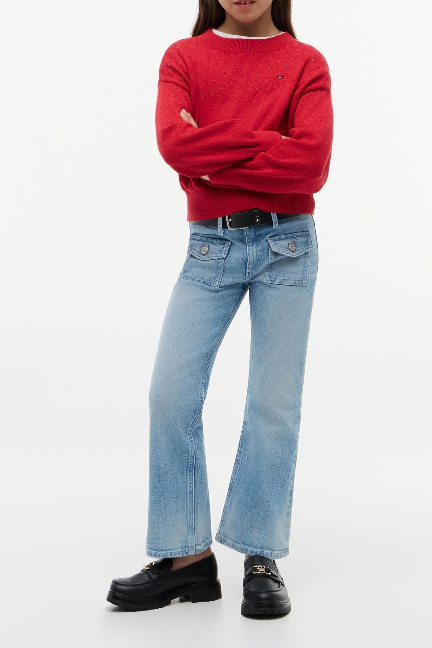 GIRLS FLARE PATCH POCKETS DENIM LIGHT 1