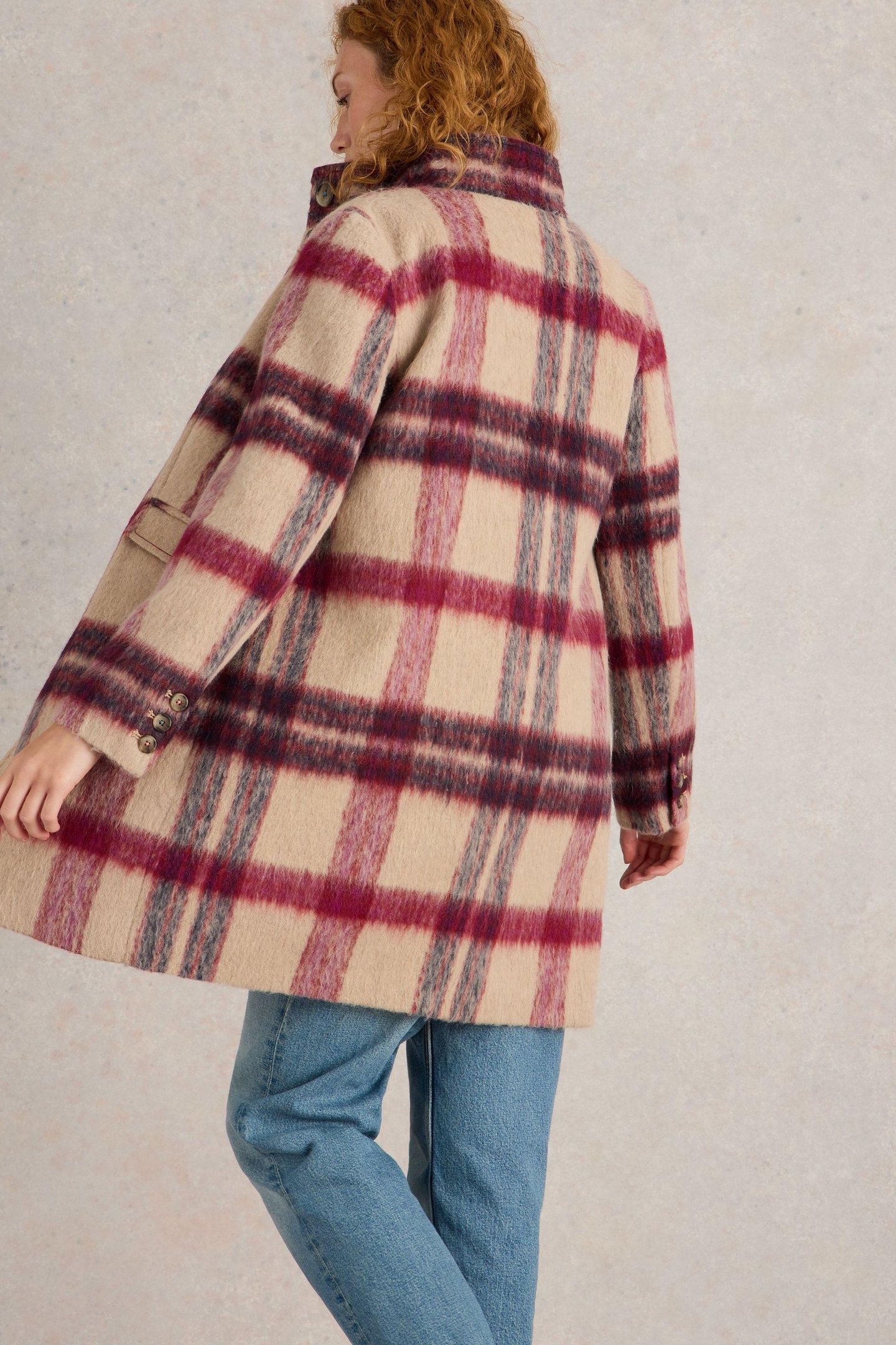 KARLA CHECK COAT PLUM MULTI 3