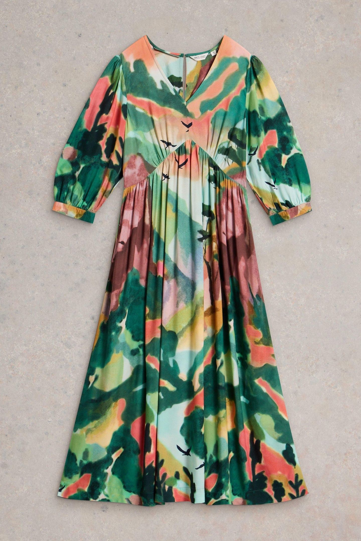 LUCY MIDI DRESS GREEN MULTI 4