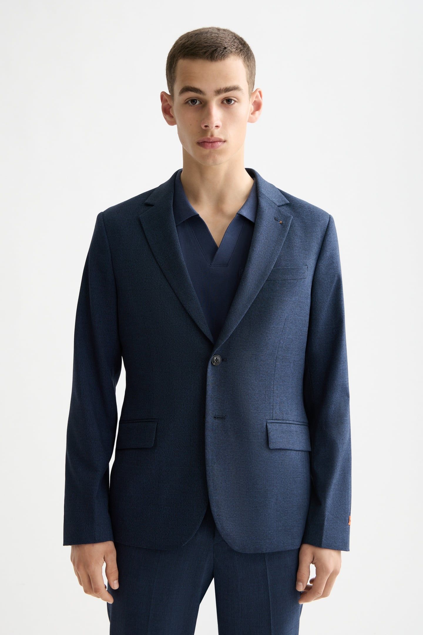 YARN-DYED NOTCH LAPEL REGULAR FIT BLAZER PEACOAT CHECK 1