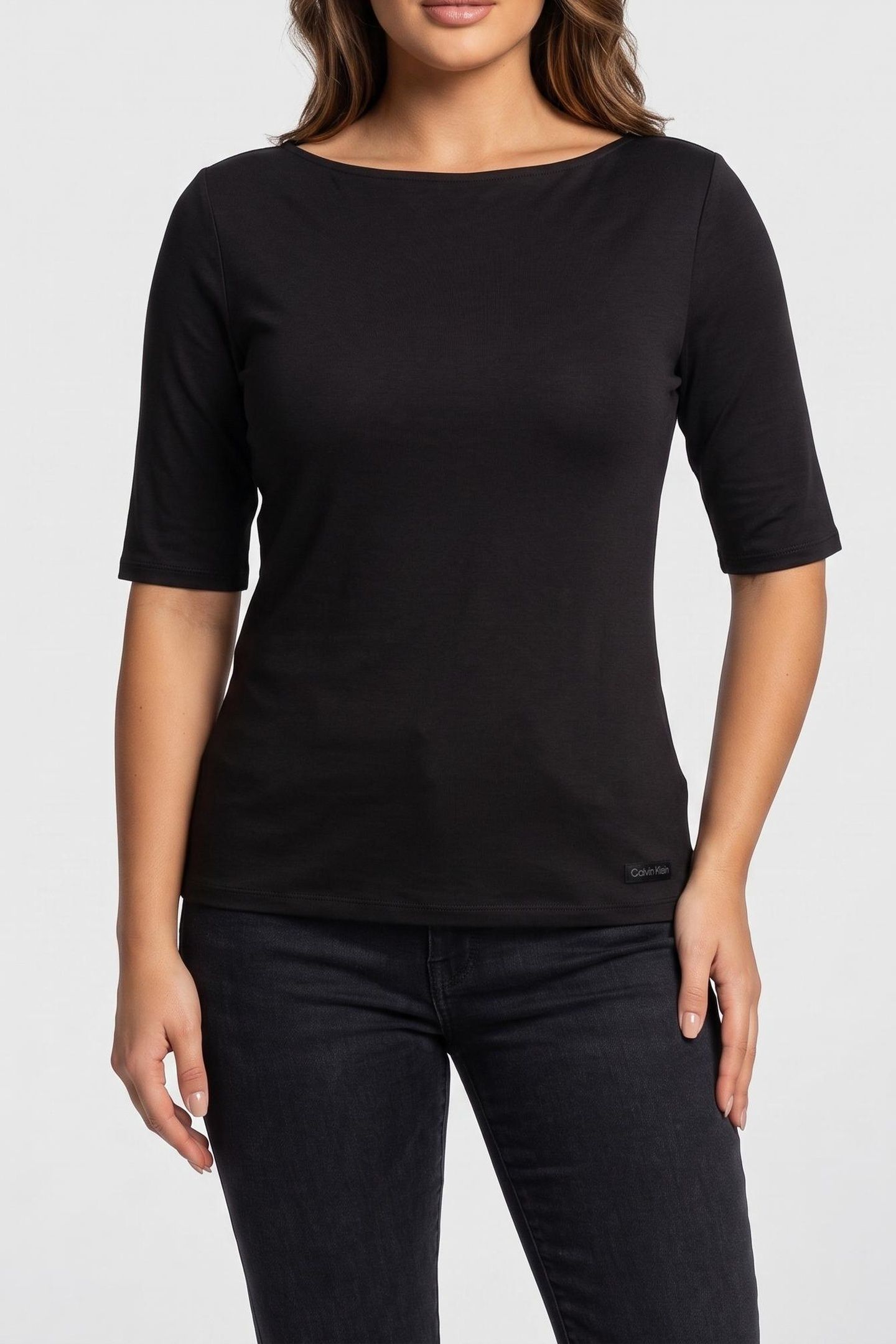 HALF SLEEVE SUPIMA BOAT TOP BLACK 1