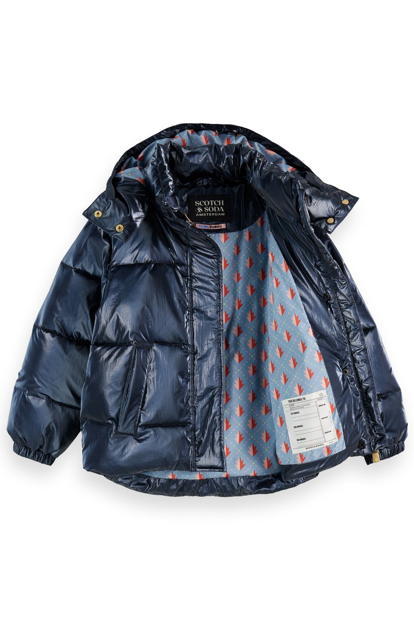 GIRLS SHORT METALLIC PUFFER JACKET SKY CAPTAIN 3