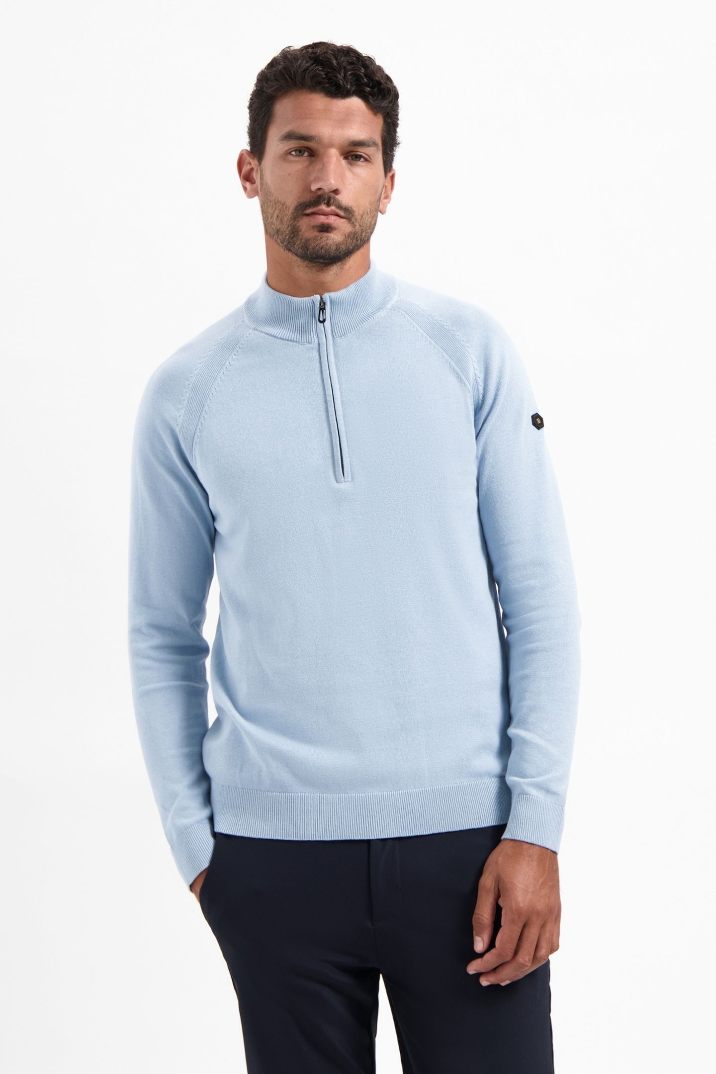 PULLOVER HALF ZIP HIGH COLLAR SOLID DUSTY BLUE 2