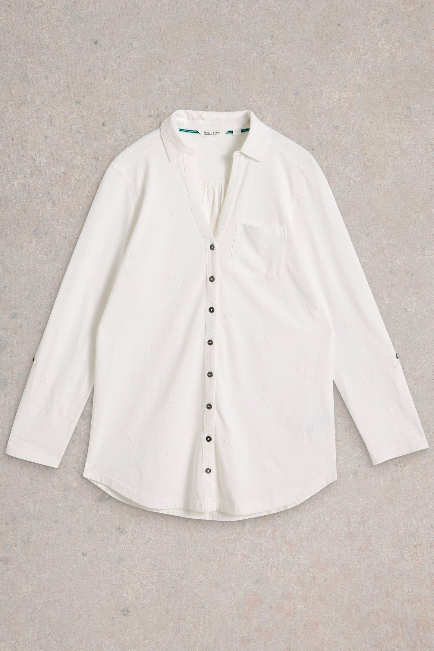 ANNIE EMB LONGLINE SHIRT BRILLIANT WHITE 4