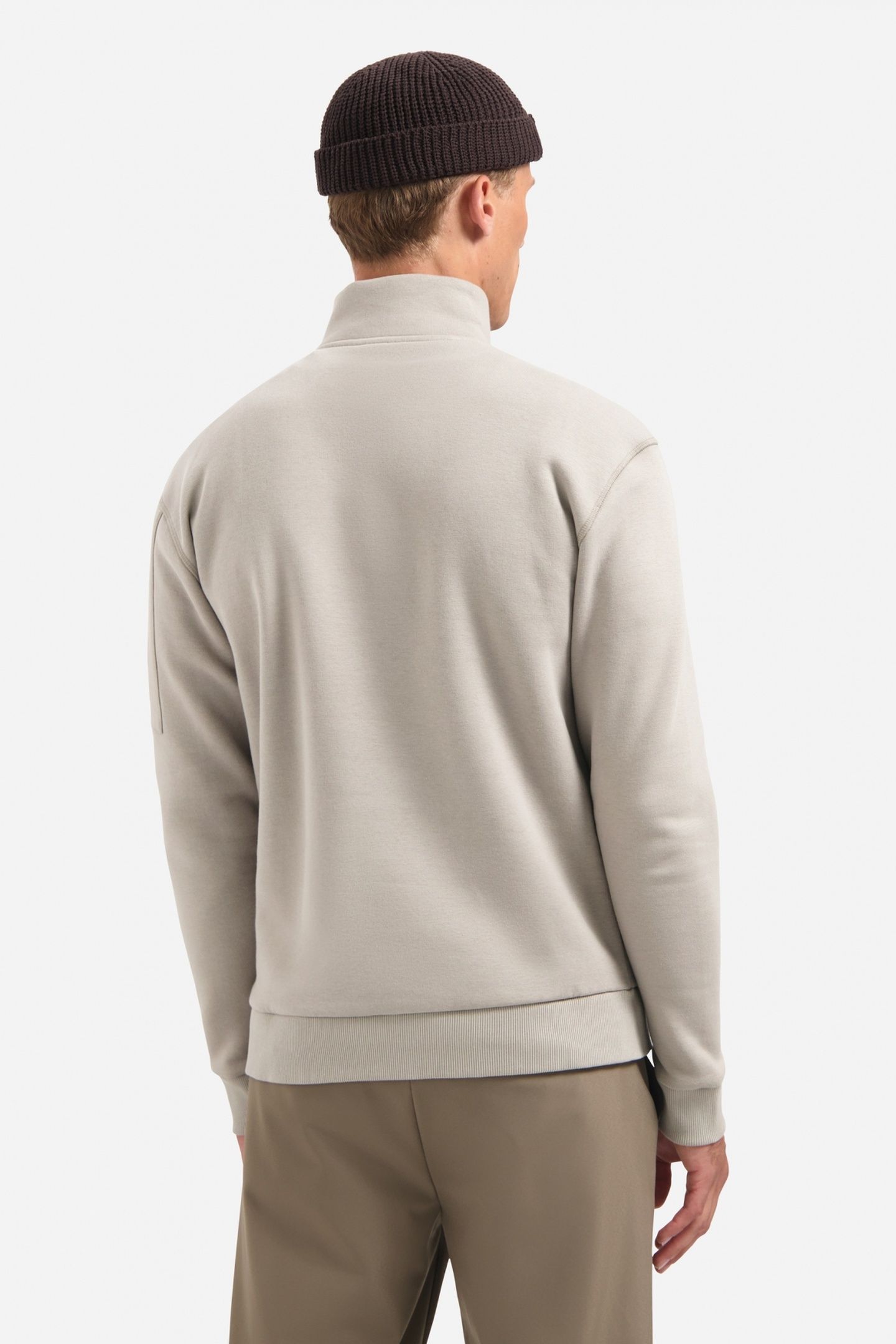 SWEATER HALF ZIP BRUSHED CLAY 3