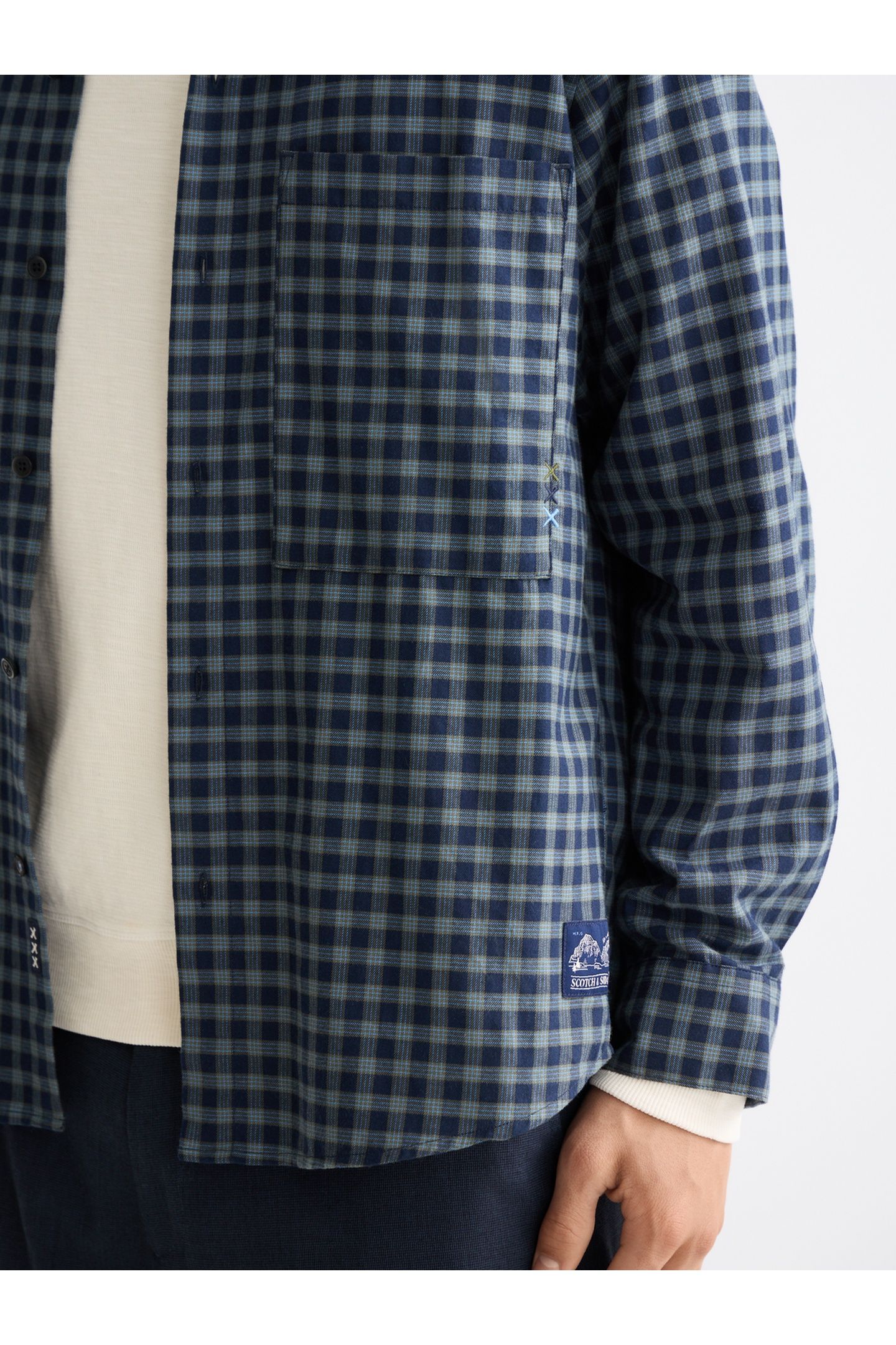 LIGHTWEIGHT FLANNEL CHECKED SHIRT SKY CAPTAIN CHECK 7