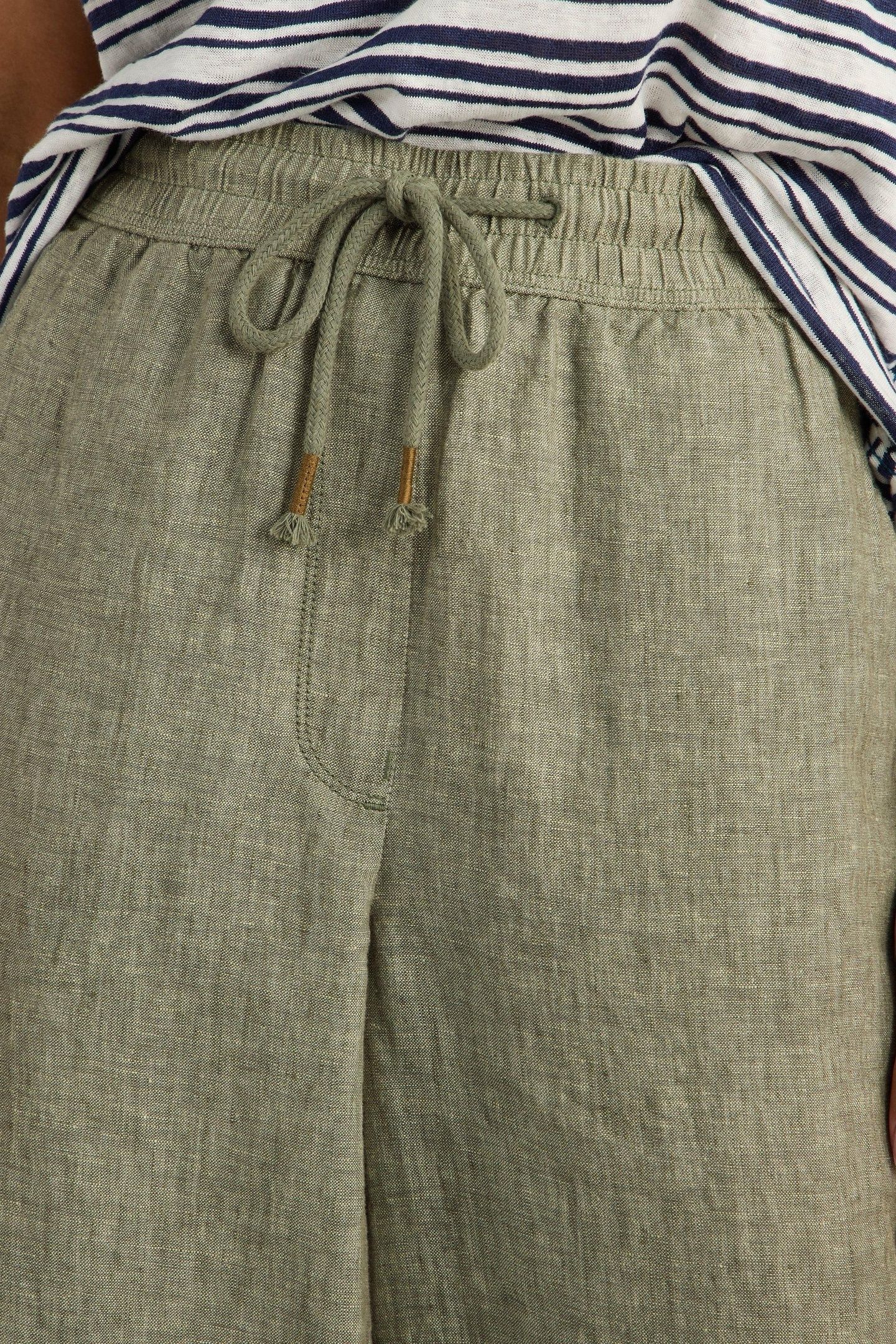 BELLE LINEN WIDE LEG TROUSER MID GREEN 6