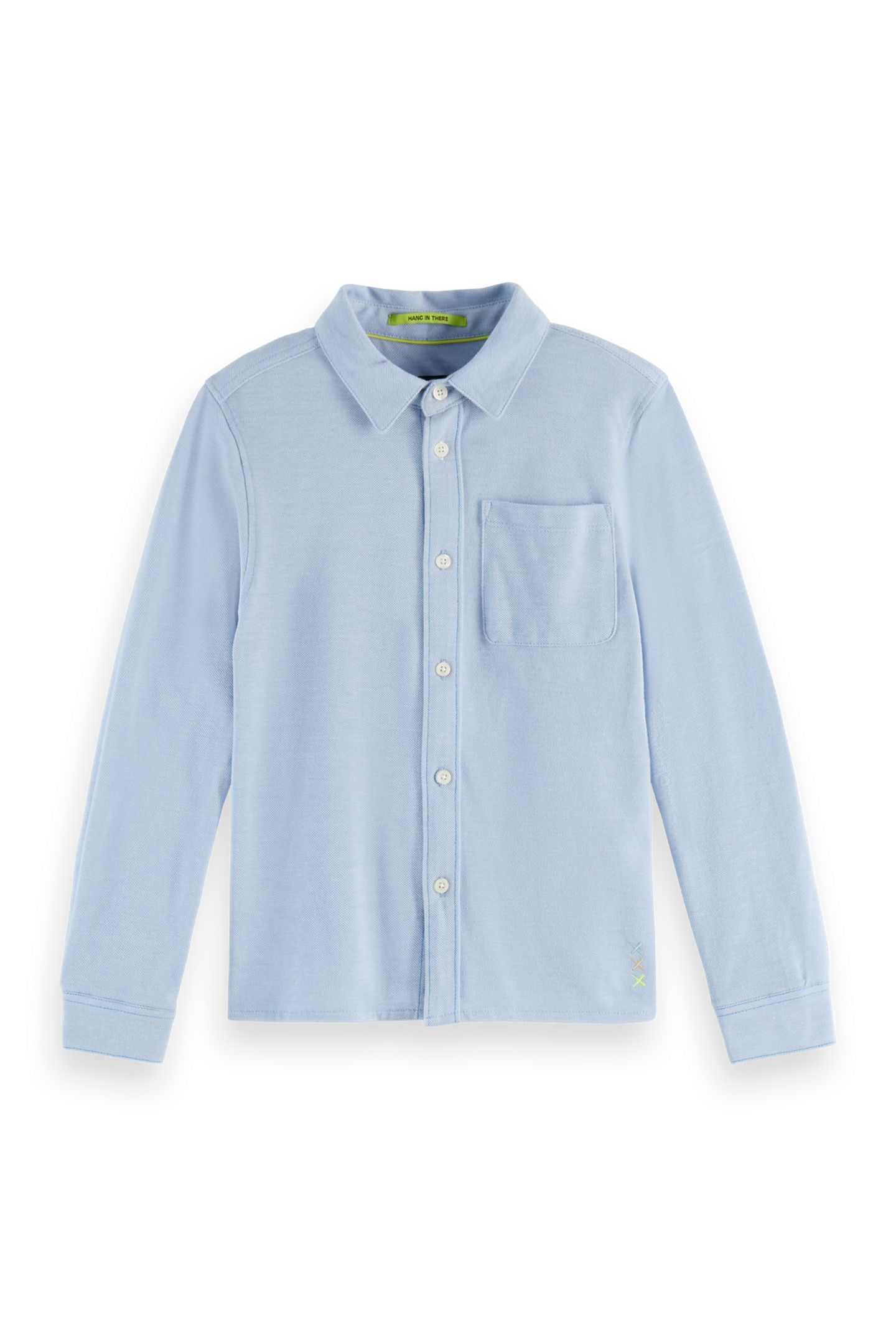BOYS REGULAR-FIT TWO-TONE PIQUE LONG-SLEEVE SHIRT CERULEAN/  1