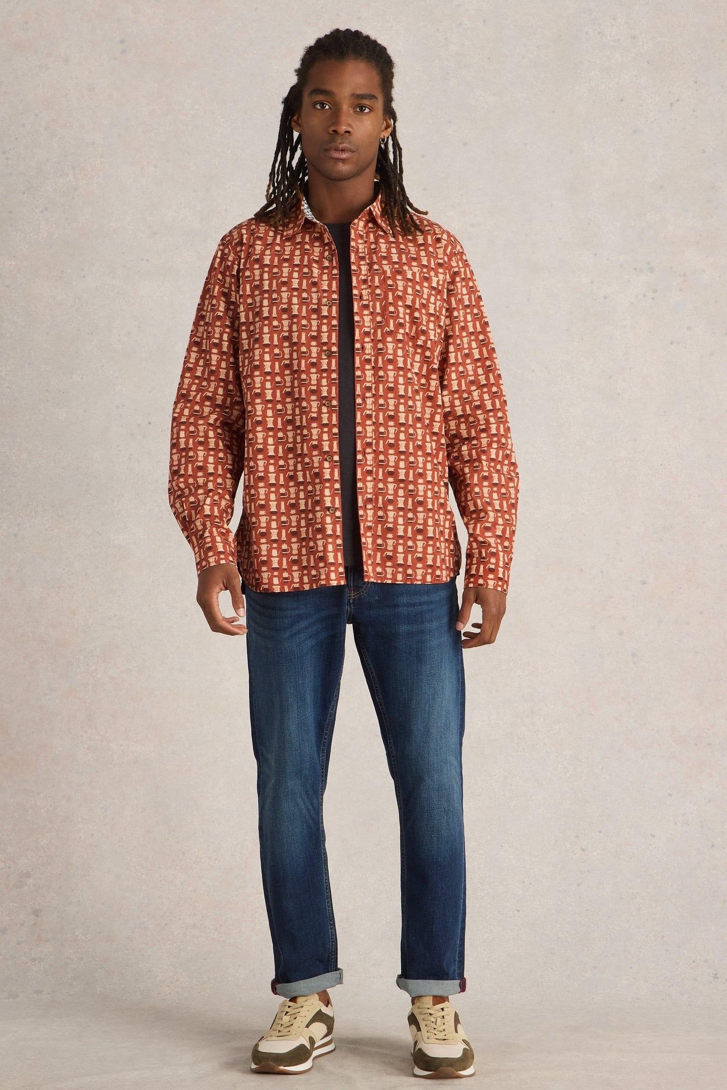 ESPRESSO PRINTED SHIRT ORANGE PRINT 1