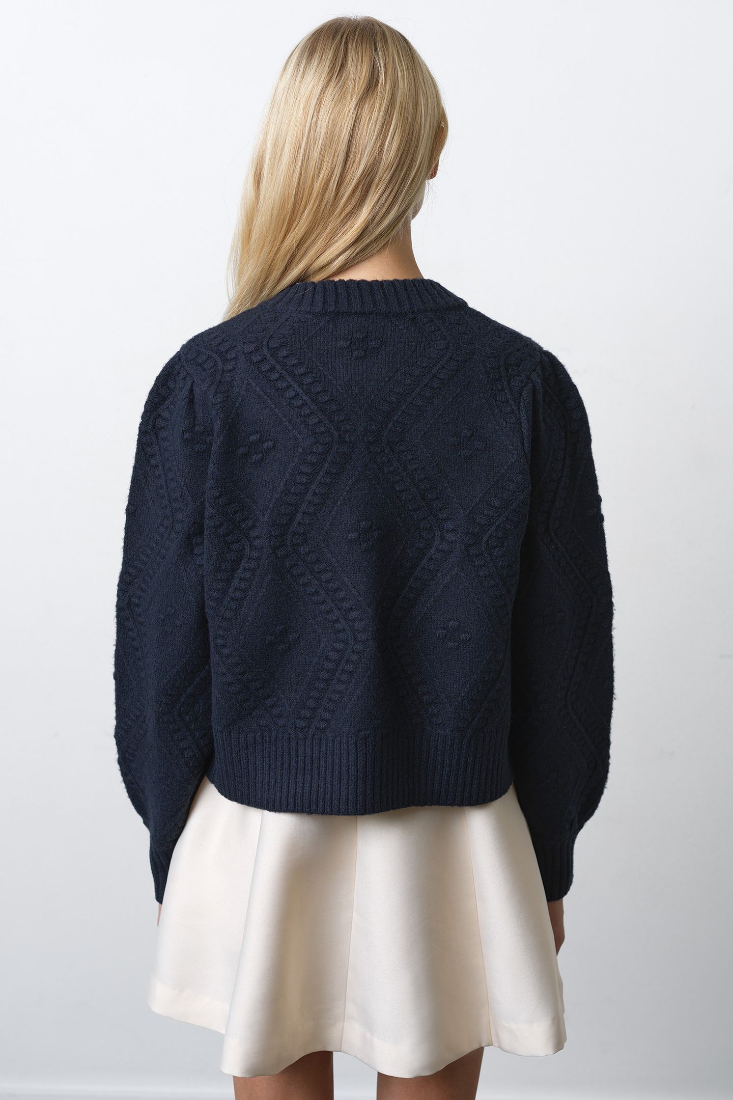 KITTY BOBBLE BOW CARDIGAN NAVY BLACK 3