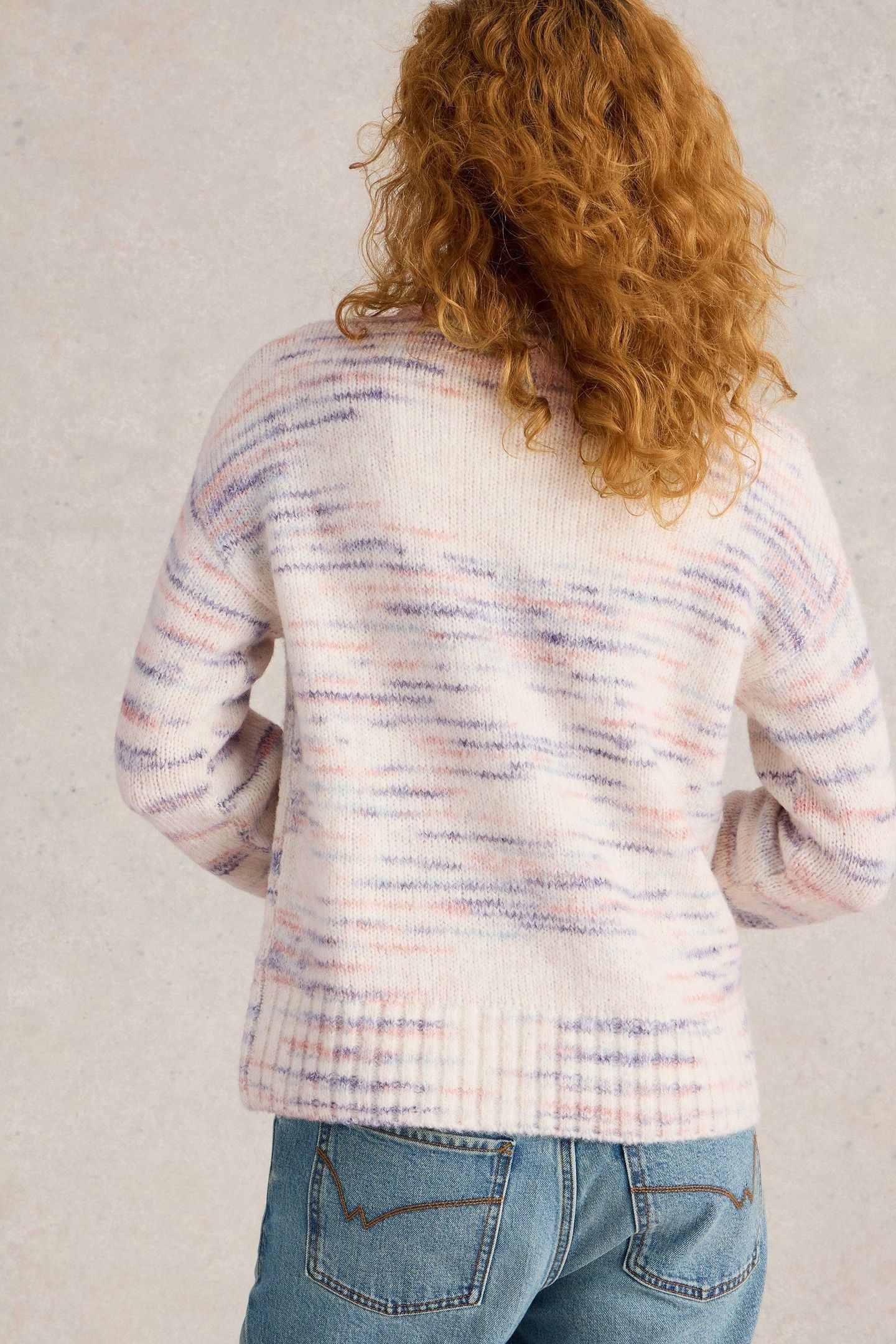 BELLA BUTTON JUMPER IVORY MULTI 2