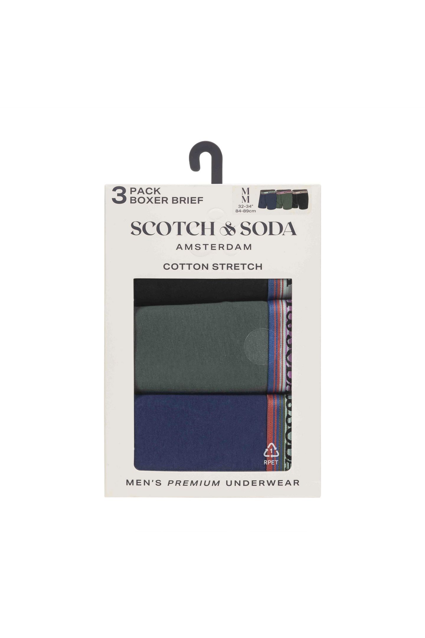 3PK MENS COTTON STRETCH BOXER BRIEF GREEN/BLACK 2