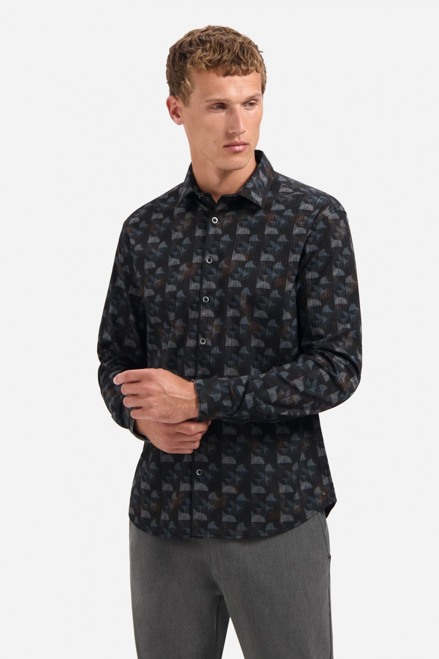 SHIRT ALLOVER PRINTED STRUCTURE STRIPE NIGHT 1