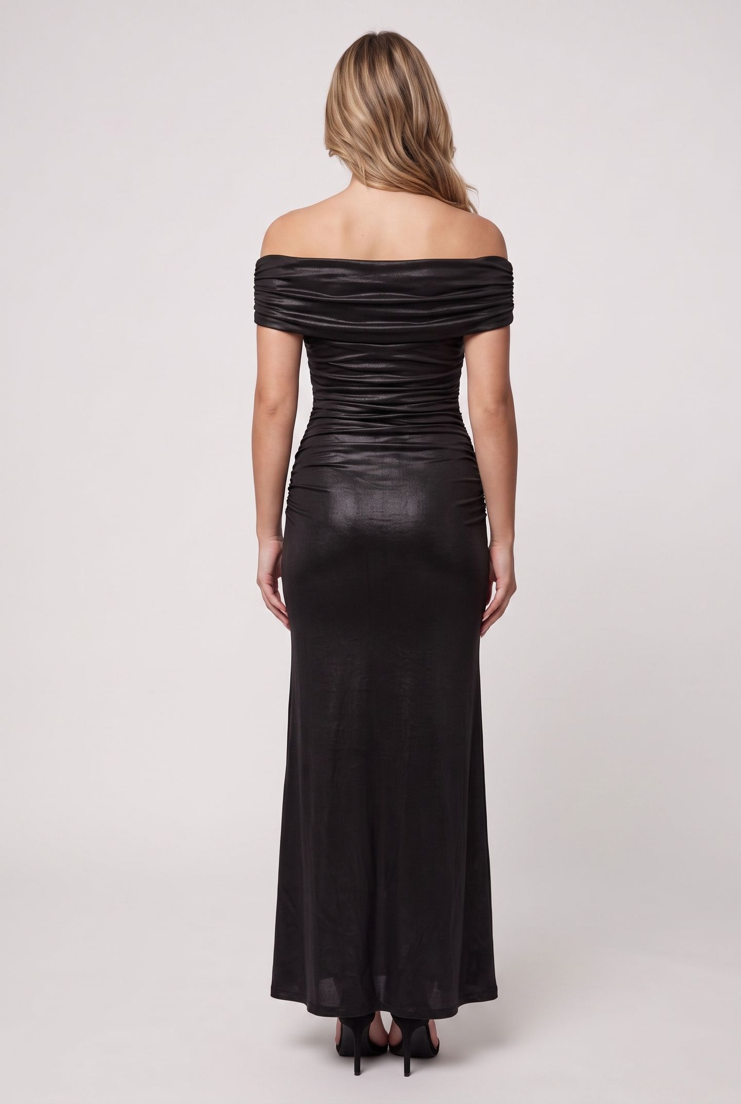 PETRA OFFSHOULDER DR SHINY BLACK 2