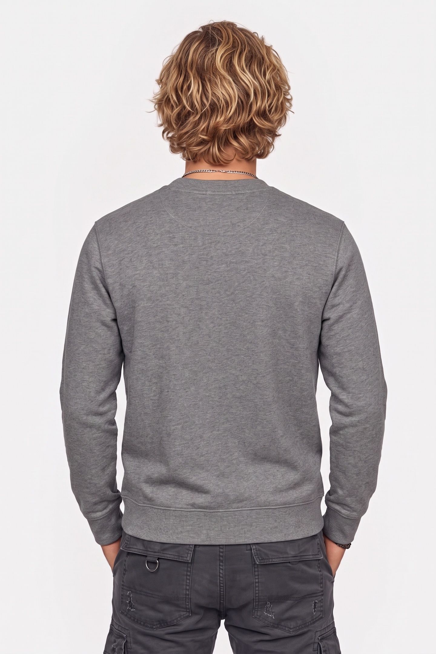 LONG SLEEVE CLASSIC 350GSM TERRY MONOGRAM GREY HEATHER 2