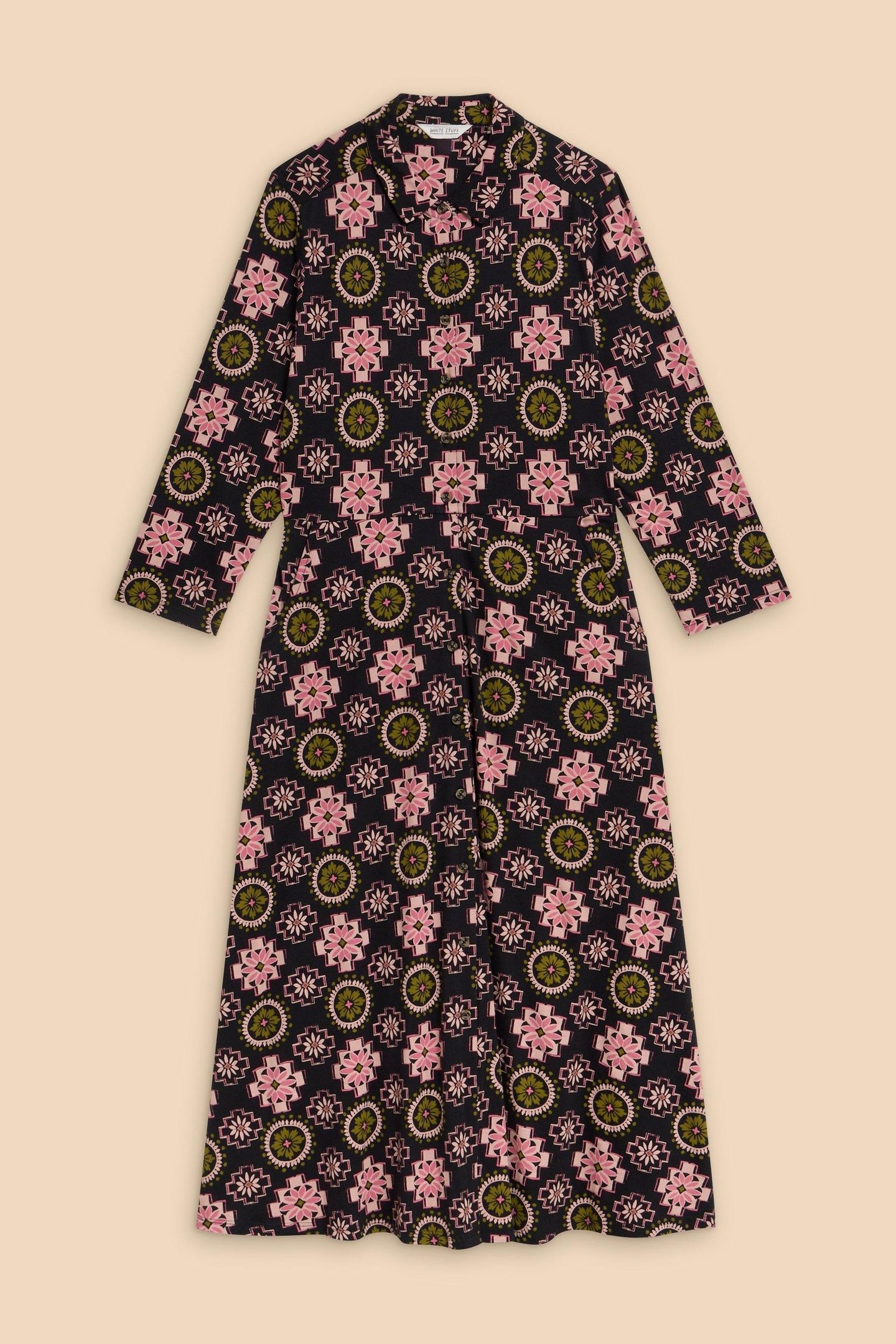 ADA JERSEY SHIRT DRESS BLACK MULTI 4