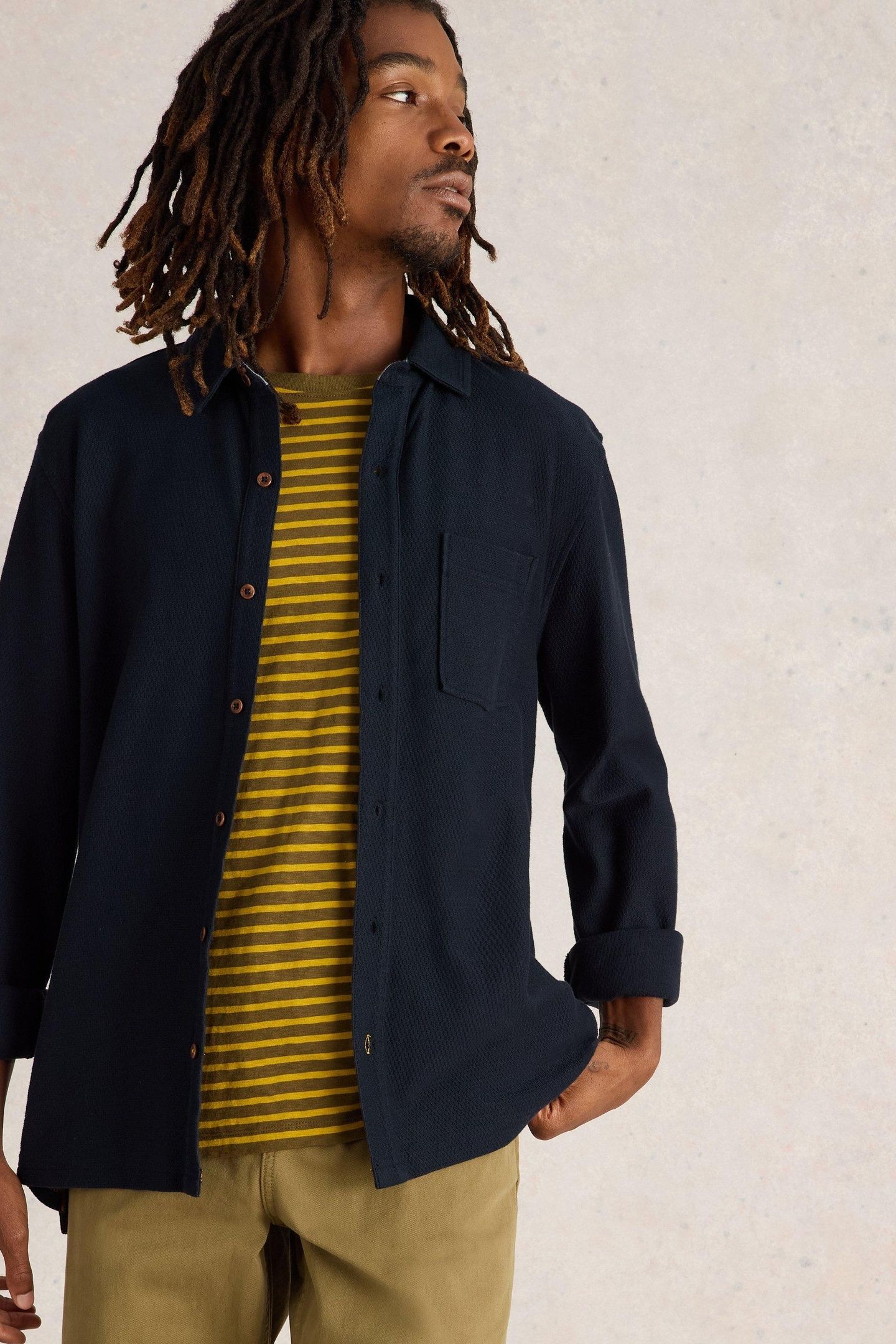 TEXTURED JERSEY SHIRT DARK NAVY 2