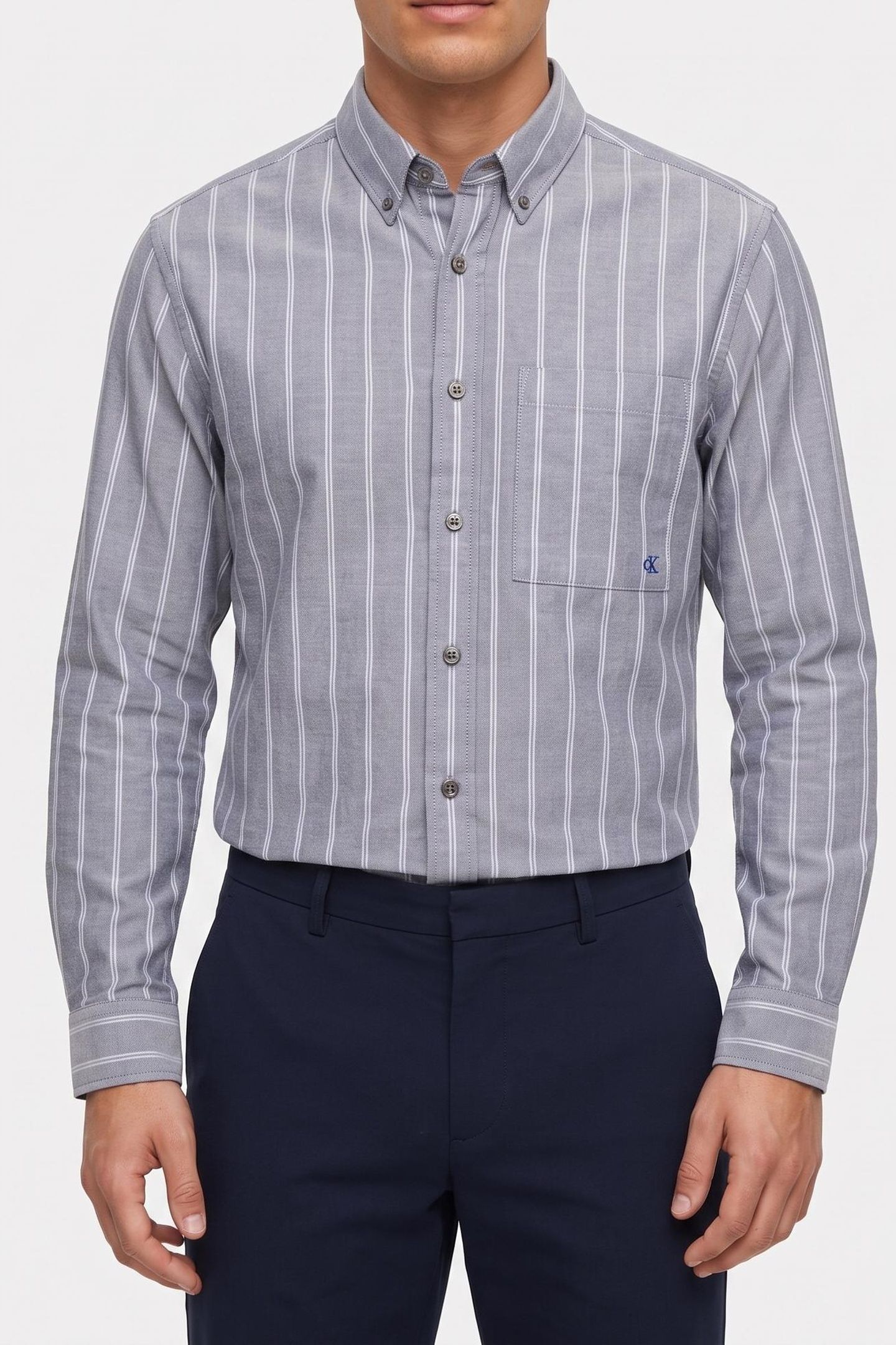 LS STRIPE OXFORD SHIRT HARLEM NIGHT BLUE 1