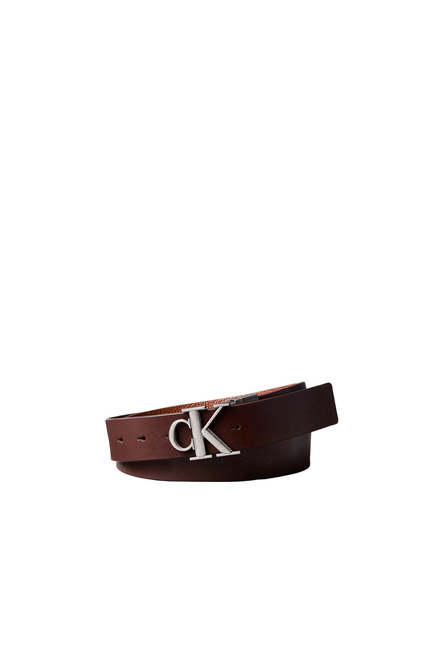 CK BUCKLE TUMBLED 35MM BELT CHESTNUT BROWN/COGNAC/ANTIQUE 1