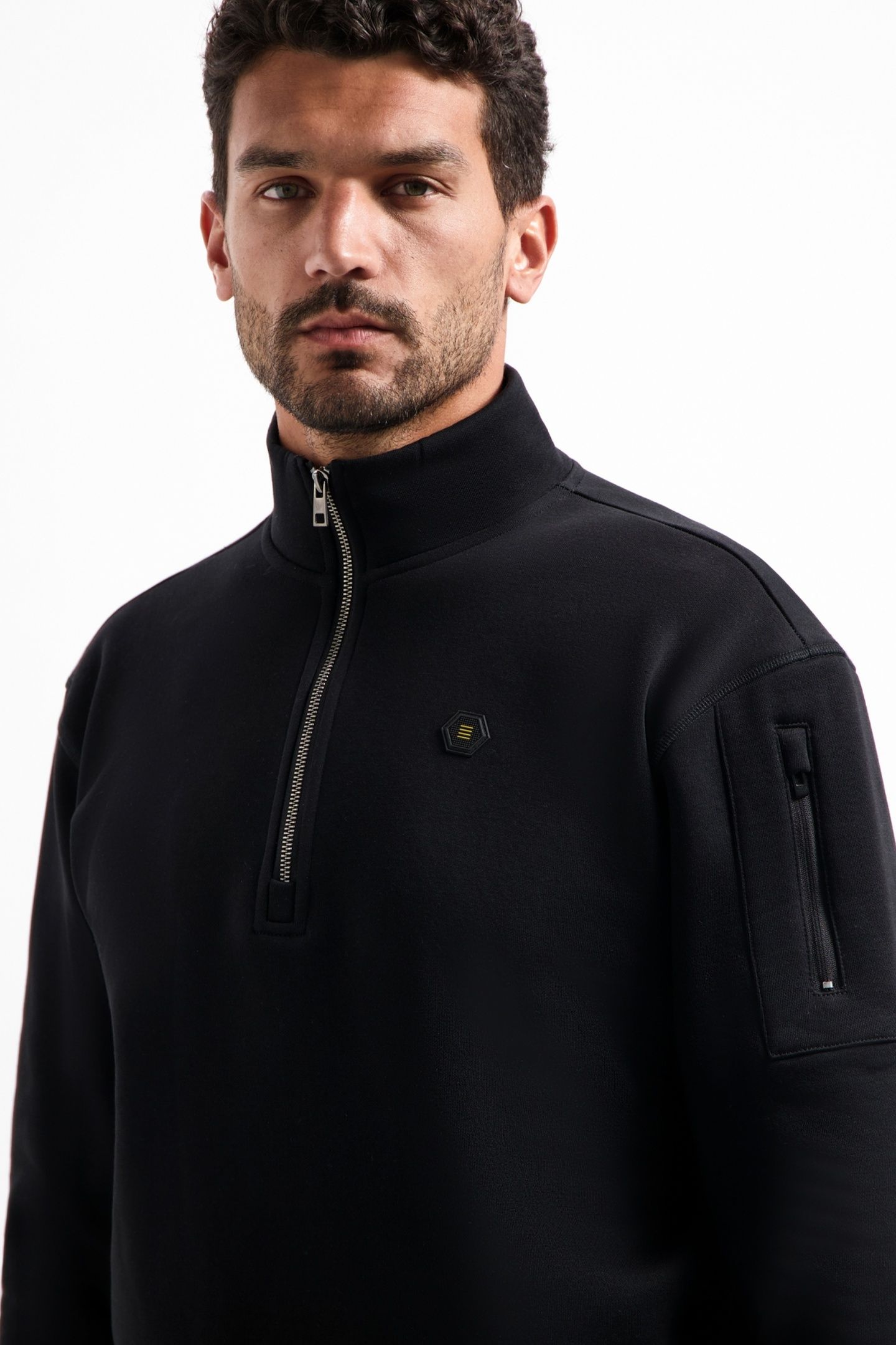 SWEATER HALF ZIP BRUSHED BLACK 6
