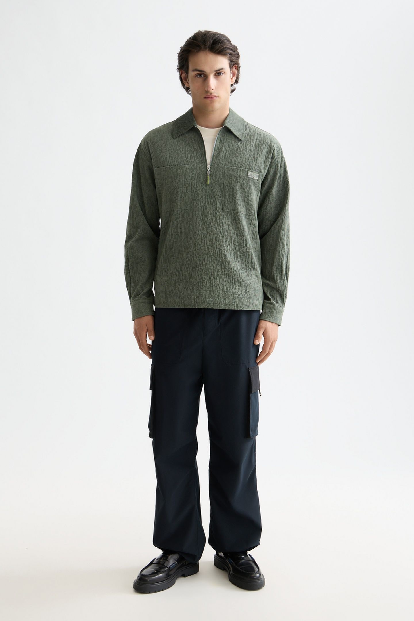 1/4 ZIP CORDUROY SHIRT THYME 2