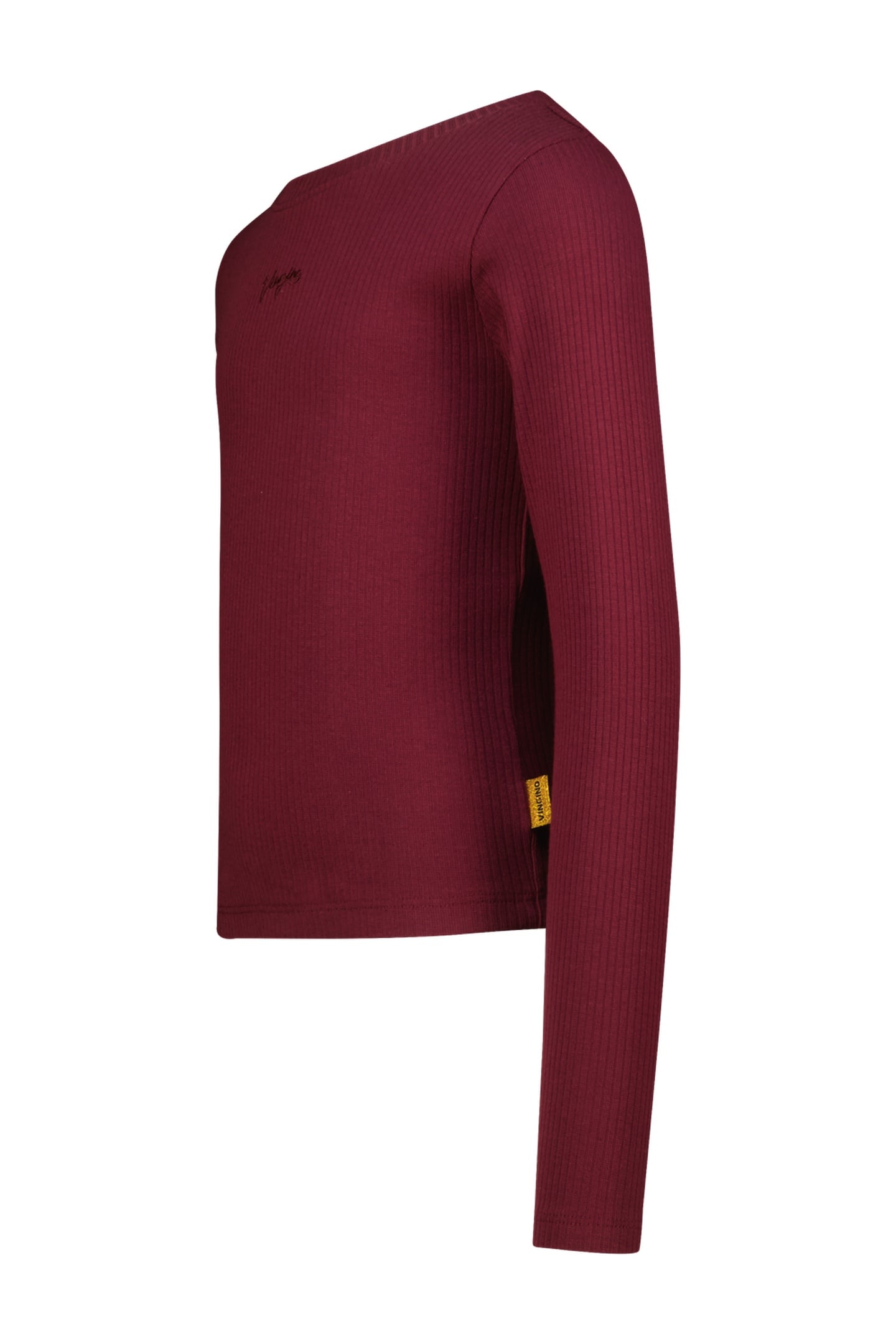 GIRLS BASIC RIB TOP T-SHIRT BURGUNDY RED 2