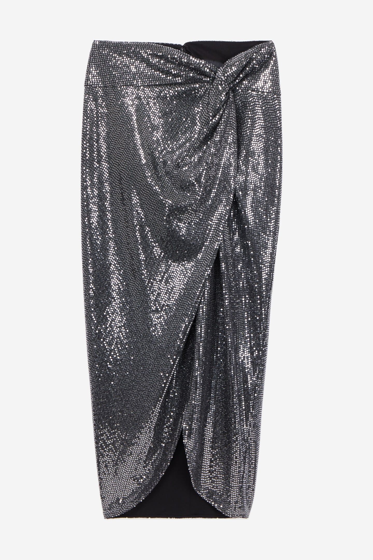 DRAPED SEQUIN SKIRT SILVER 4