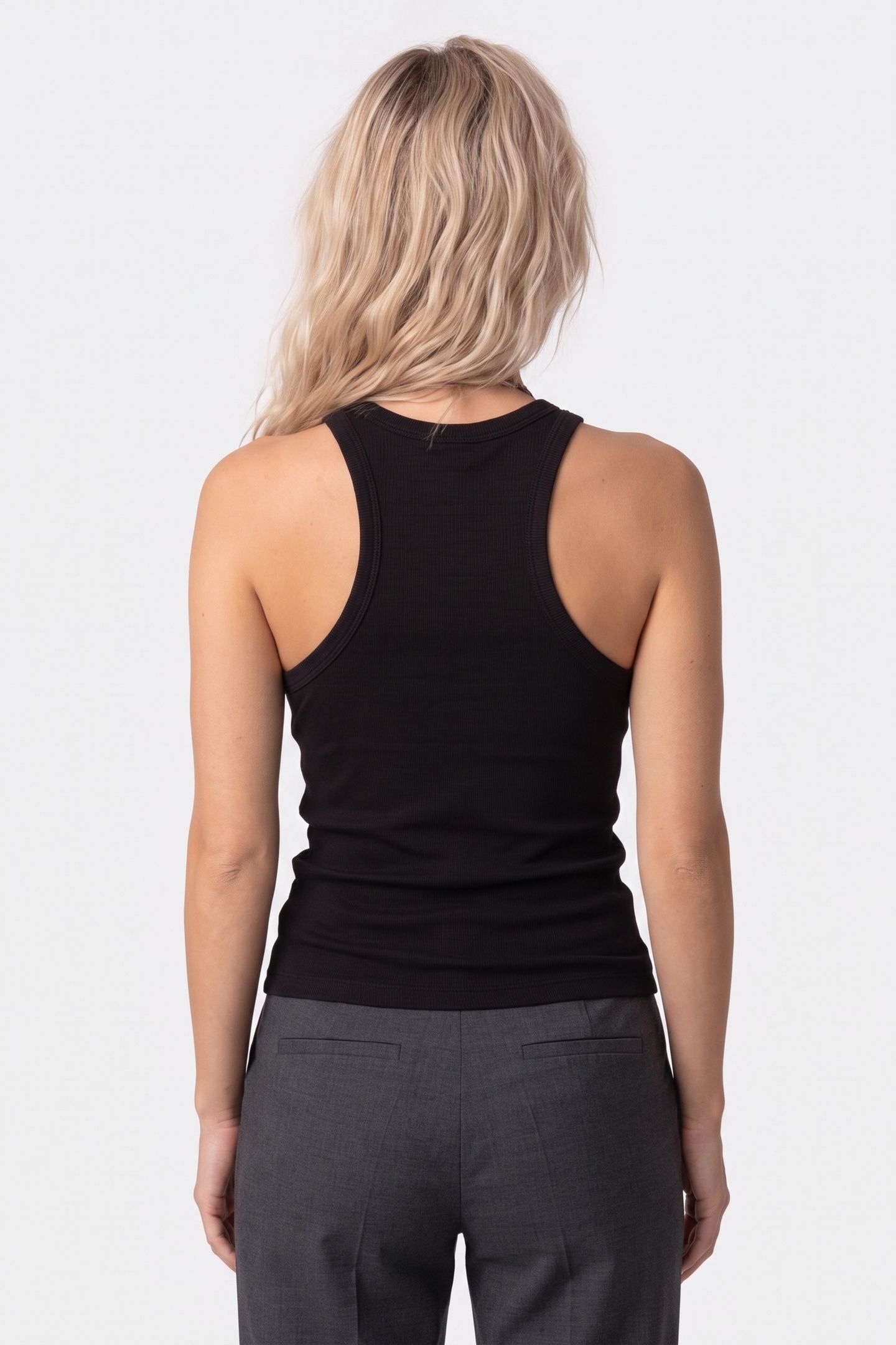 NADINE COTTON RIB TANK BLACK 2