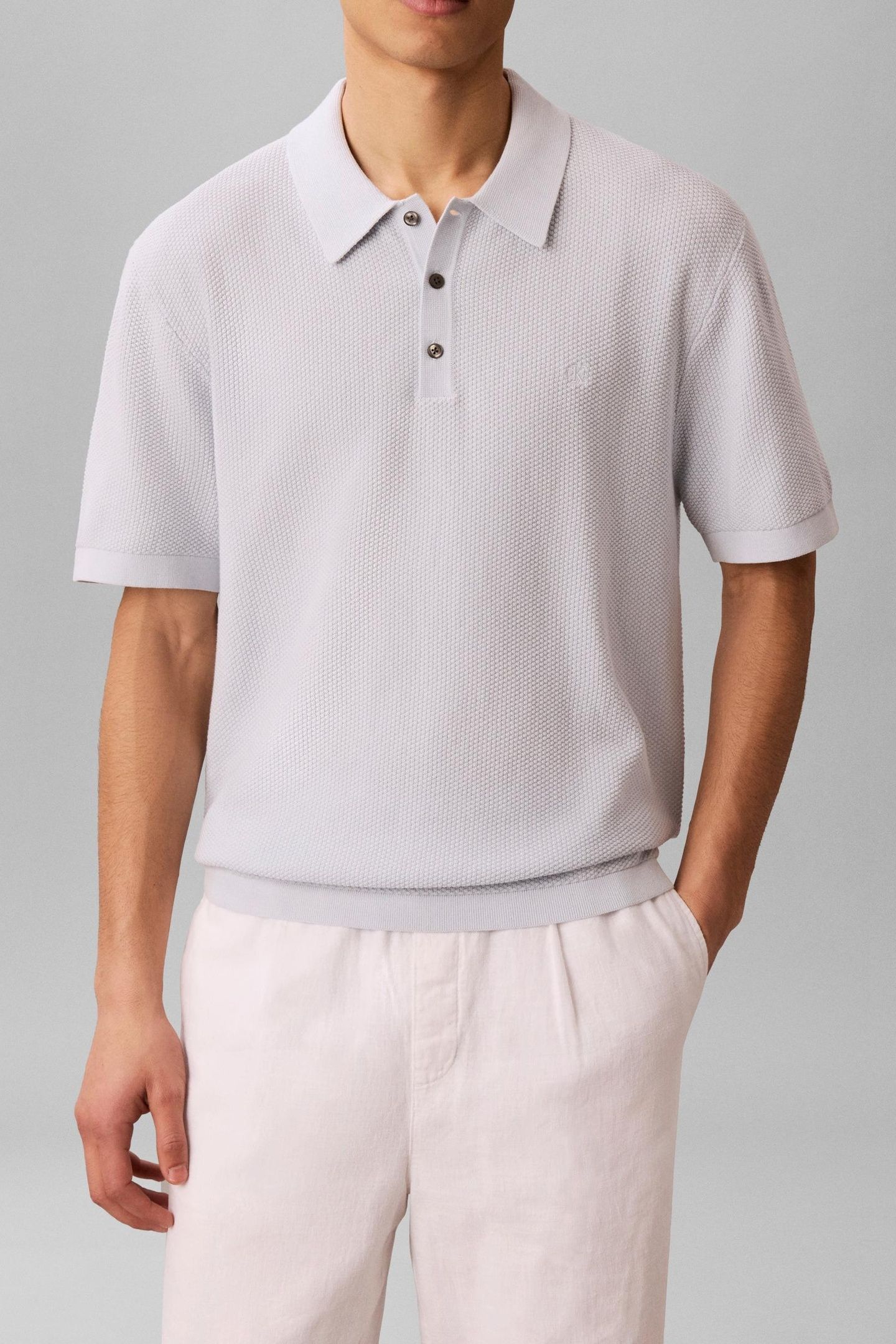 SS TEXTURED COTTON POLO SWEATER PLEIN AIR 1