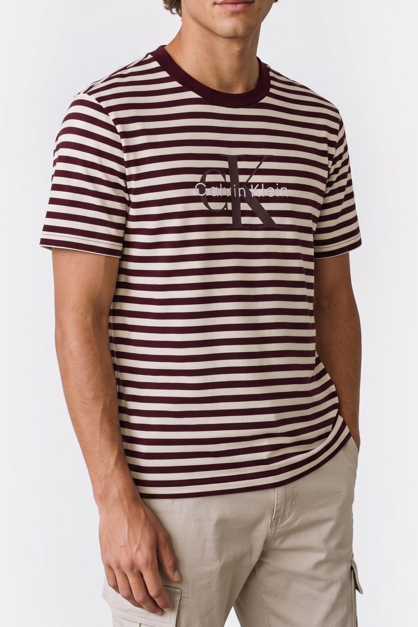 SHORT SLEEVE 20S STRIPE JERSEY TEE MOROCCAN BROWN 1