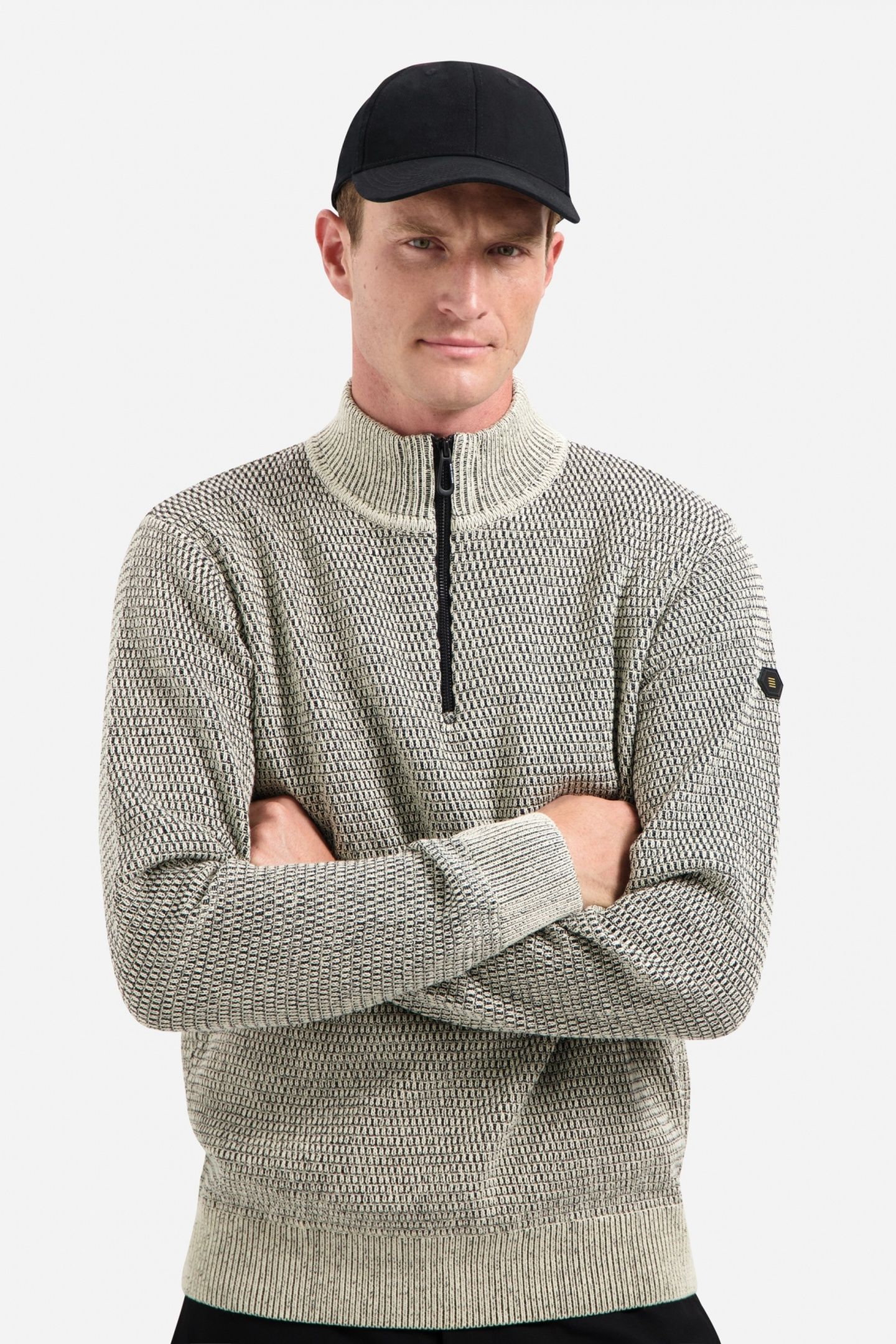 PULLOVER HALF ZIPPER 2 COLOURED MELANGE STONE 2