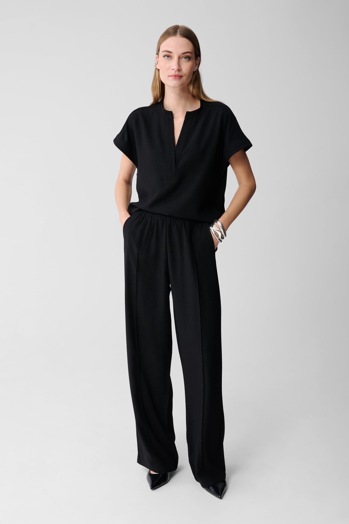 LA-SBGLITTER WIDE LEG BLACK 1