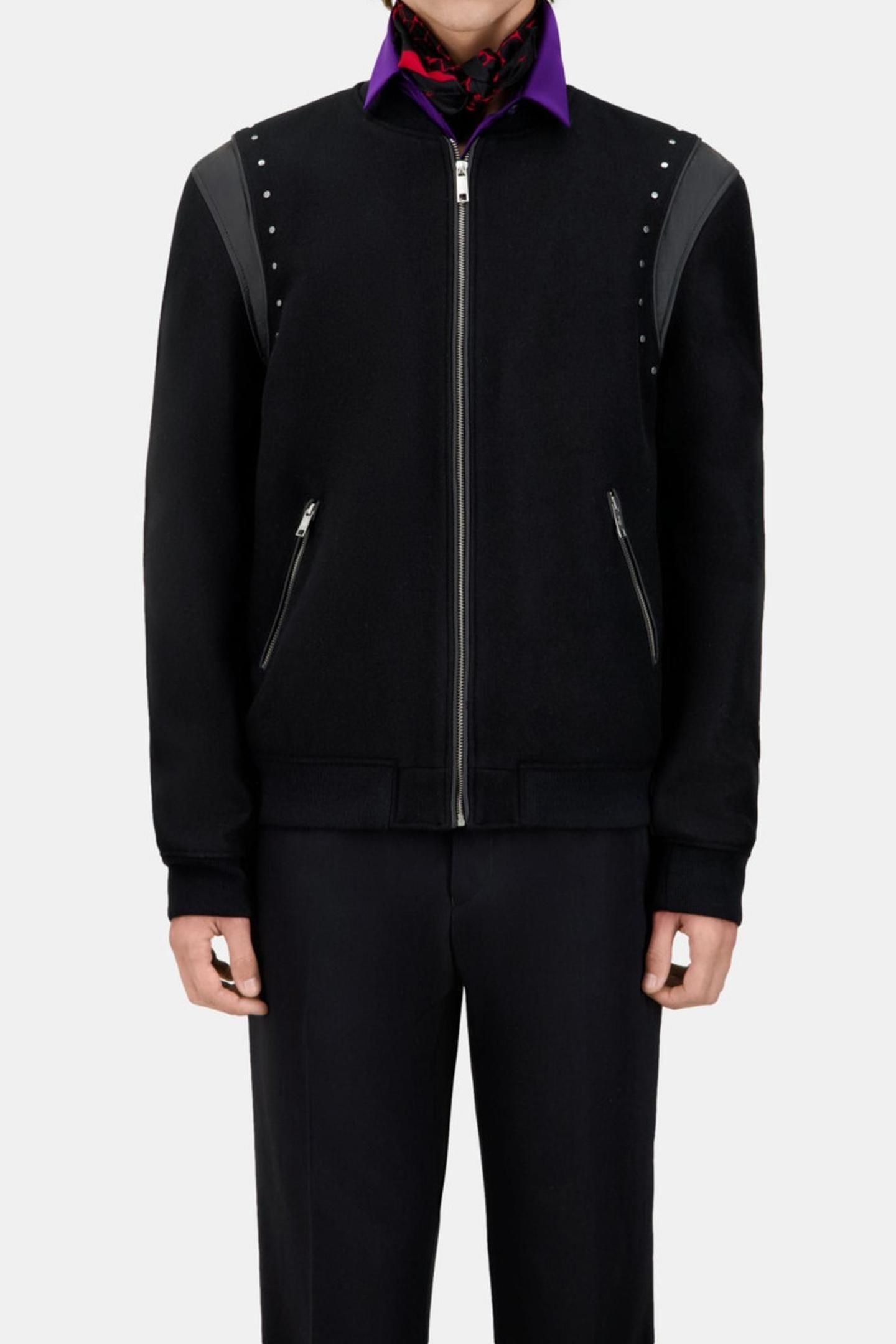 BOMBER JACKET WITH STUDS AND PANEL BLACK 1