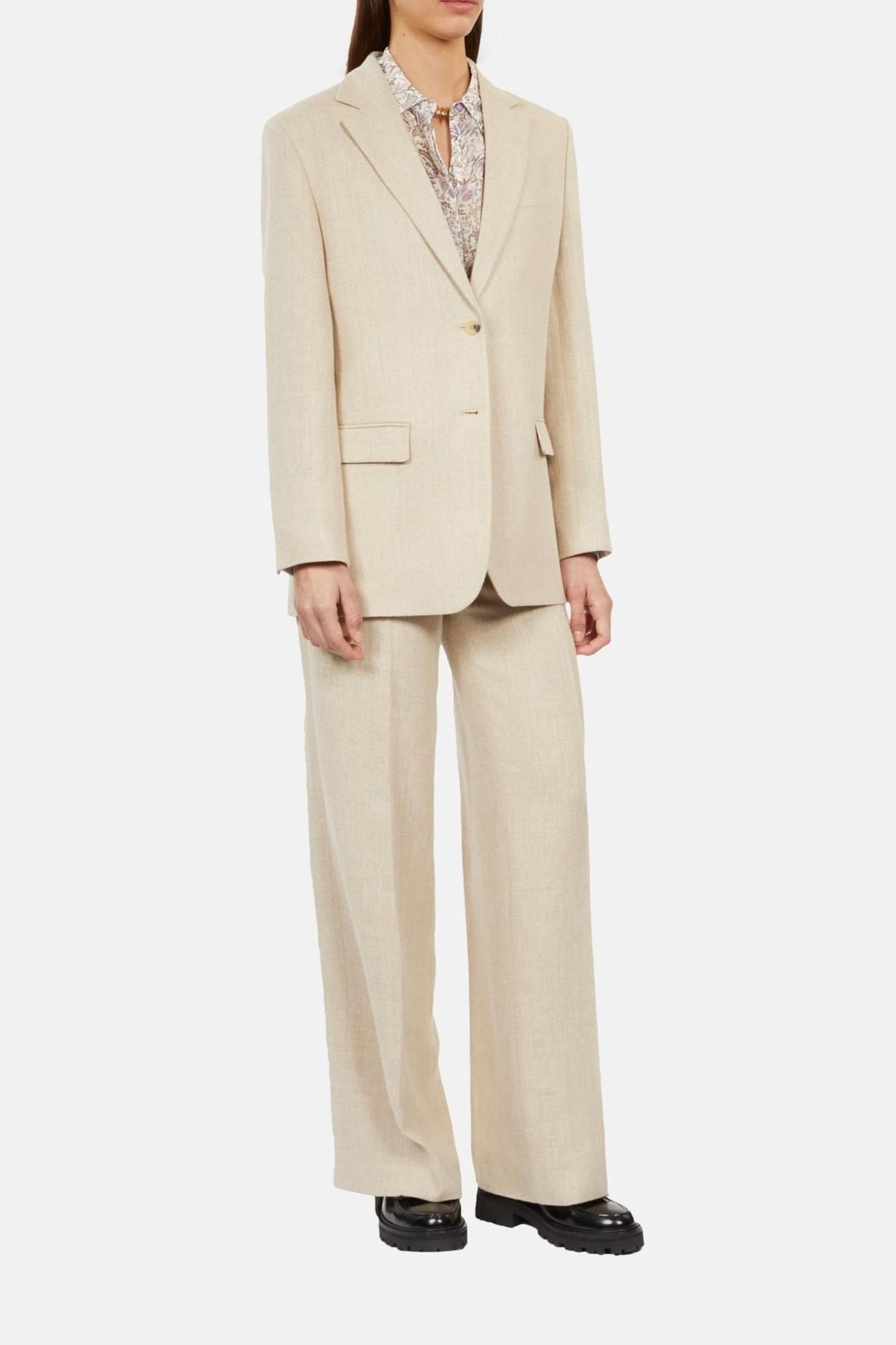 VESTE DE COSTUME AMPLE EN LIN BEIGE 3