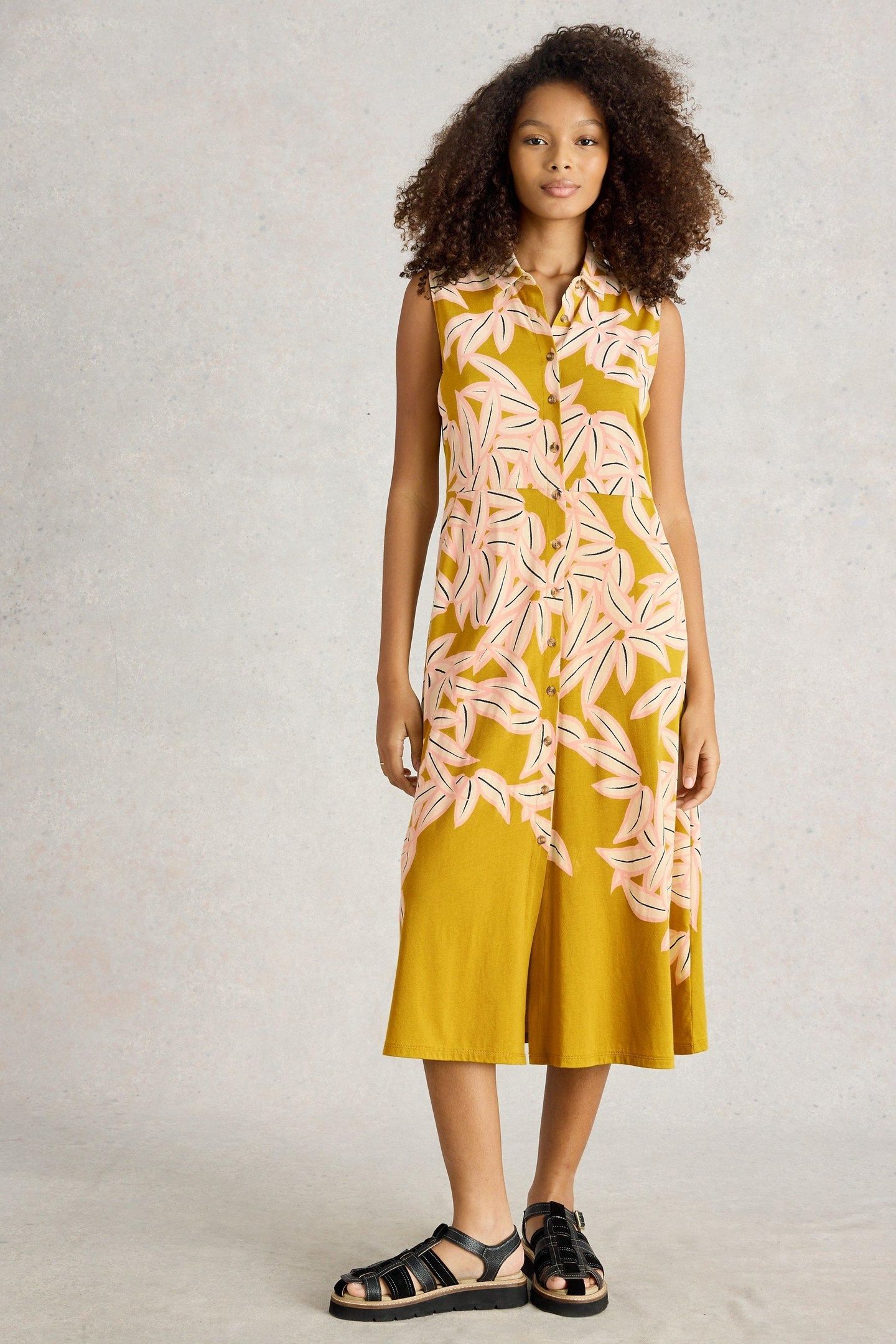 RUA JERSEY SHIRT DRESS YELLOW PRINT 2