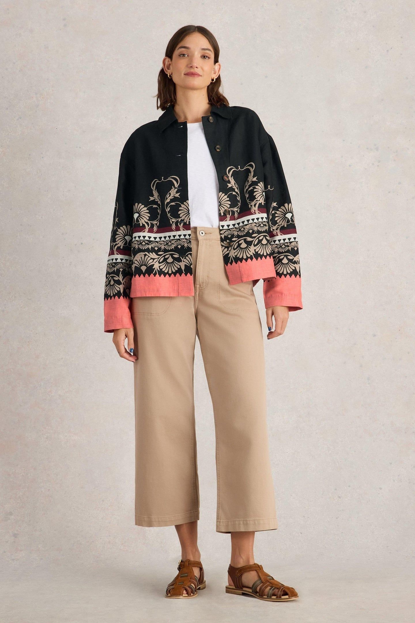 CARRIE LINEN JACKET BLACK PRINT 1