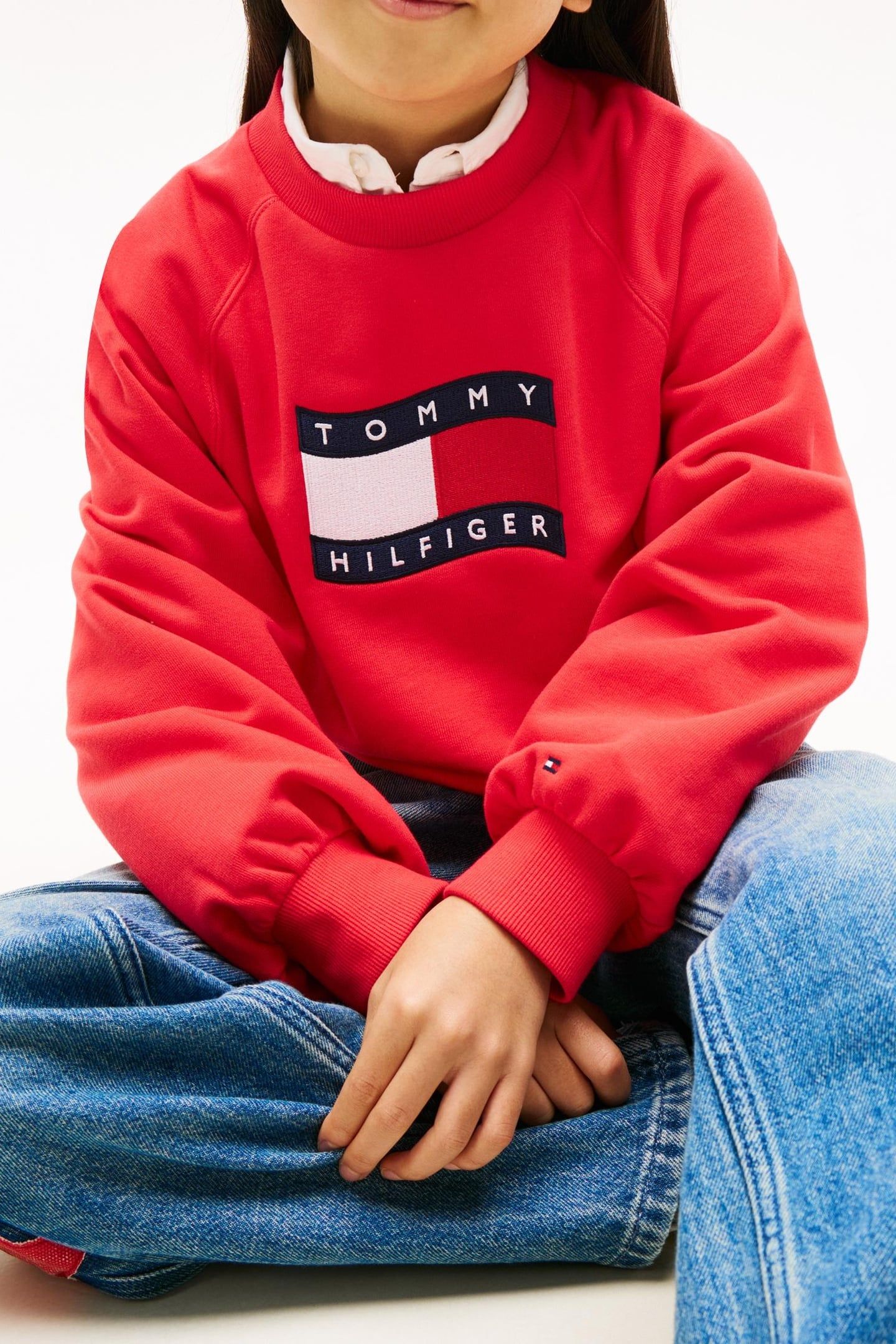 GIRLS TOMMY WAVE FLAG CREW RED ALERT 3