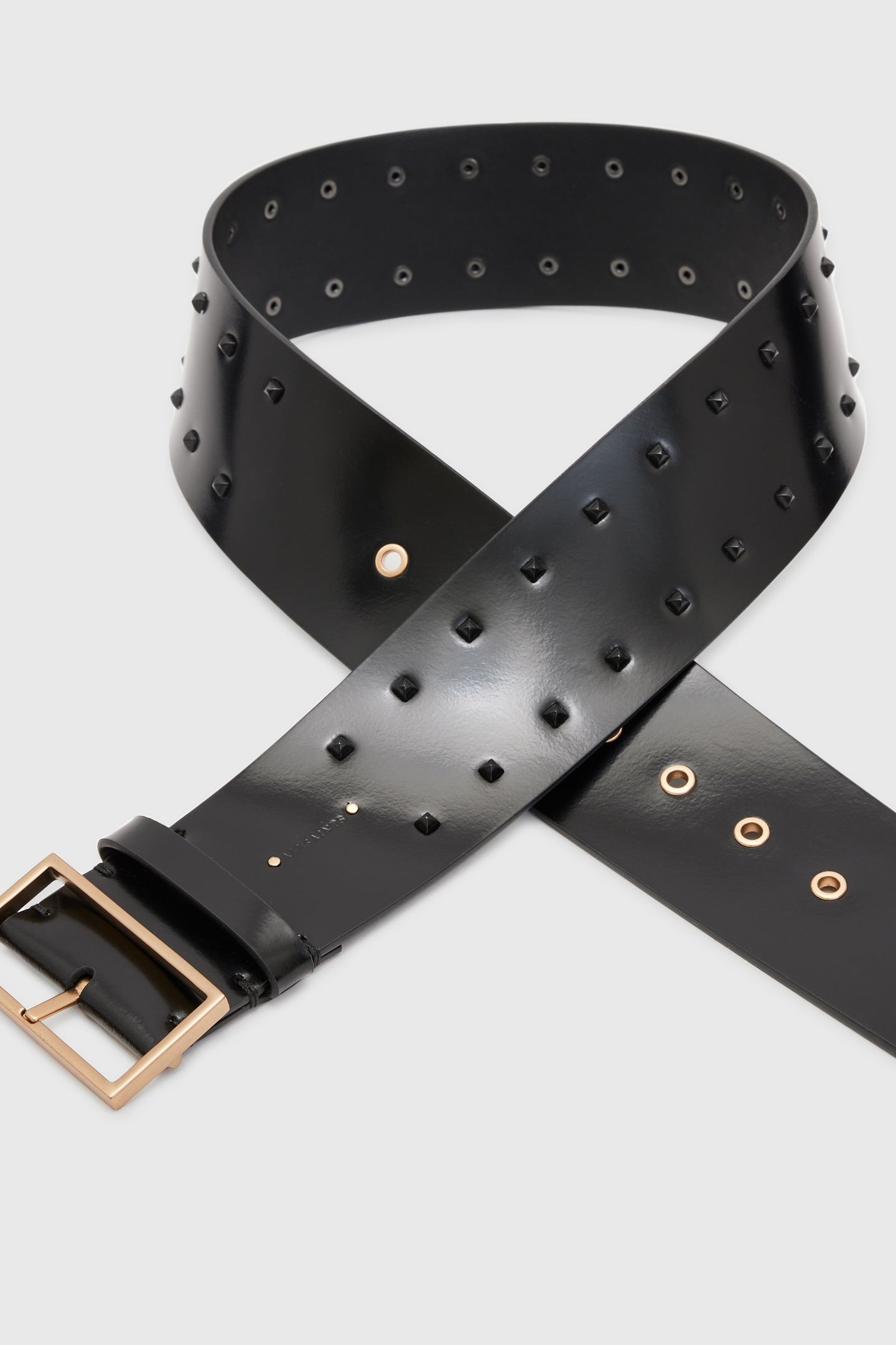 MAXIE STUD WIDE BELT BLACK/MATTE/BRASS 3